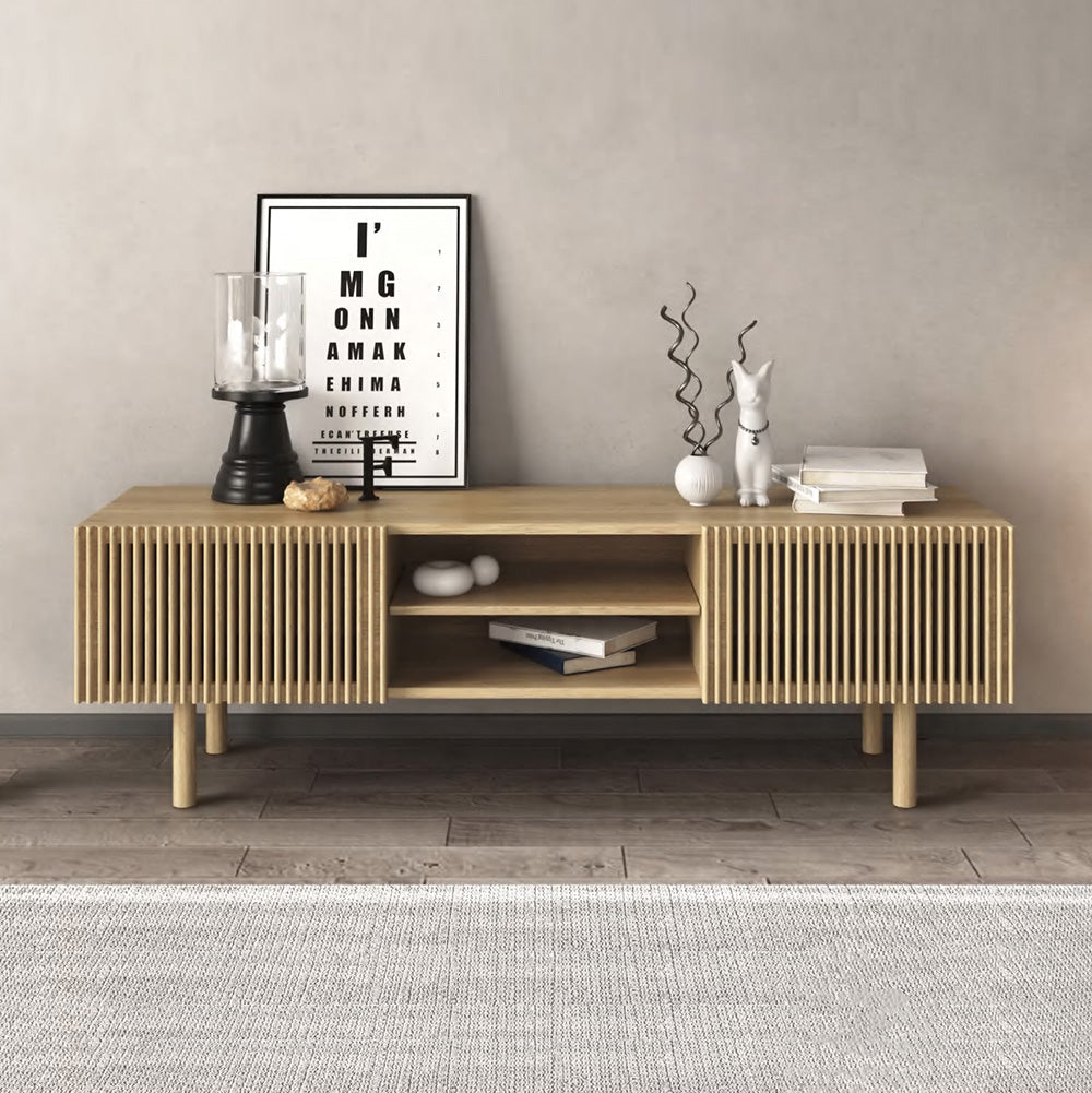ORTON 160cm Oak TV Stand Entertainment Center - Modern TV Console for Living Room, Bedroom & Home Theater