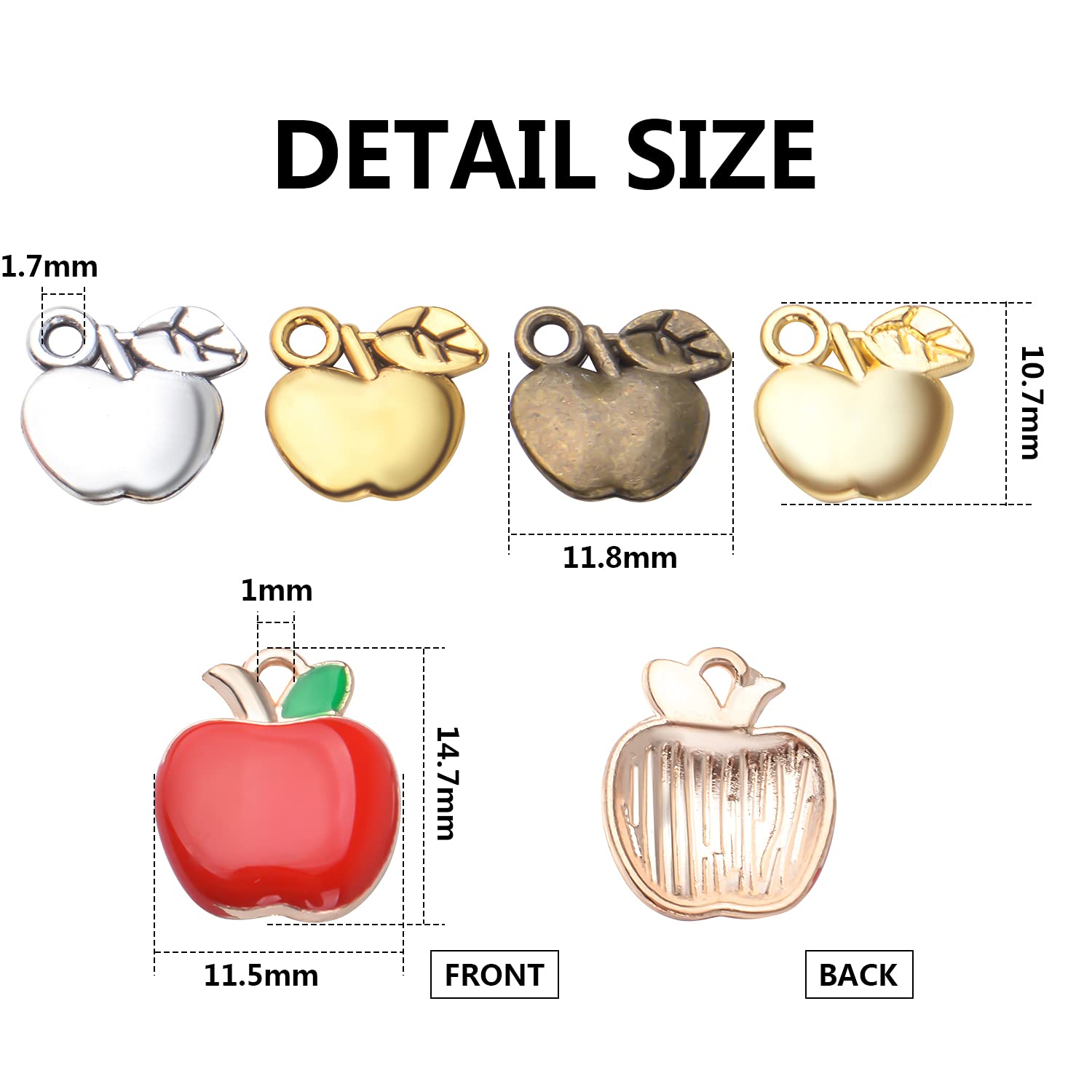 Apple Charms Enamel Fruit Pendants - DIY Jewelry Making Supplies for Earrings, Necklaces & Bracelets - Perfect for Handmade Gifts, Party Favors & Craft Projects