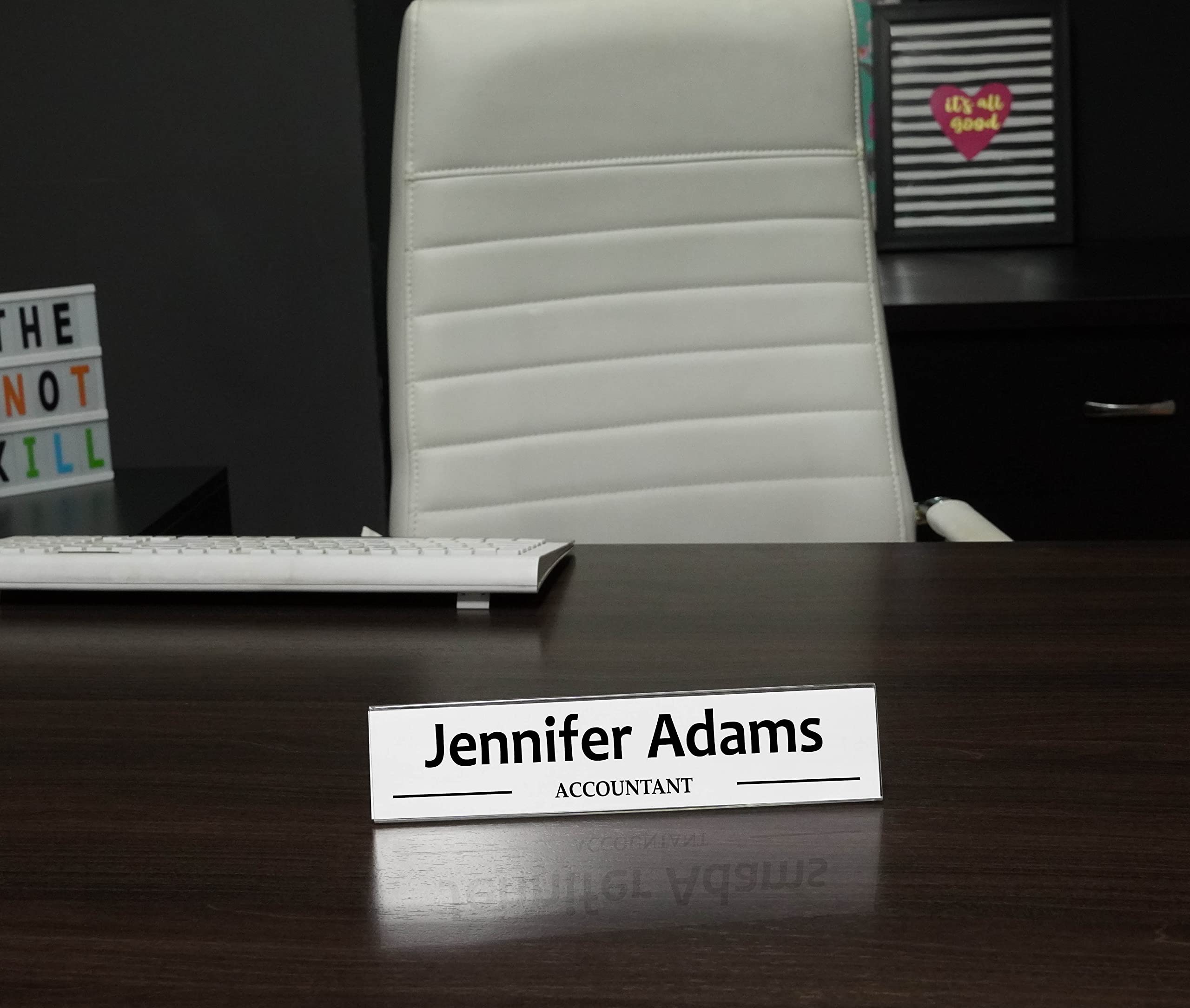 Personalized Acrylic Desk Name Plate - Custom Office Name Sign (2x8 Inches) - Perfect for Executive Desks, Reception Areas & Corporate Gifts