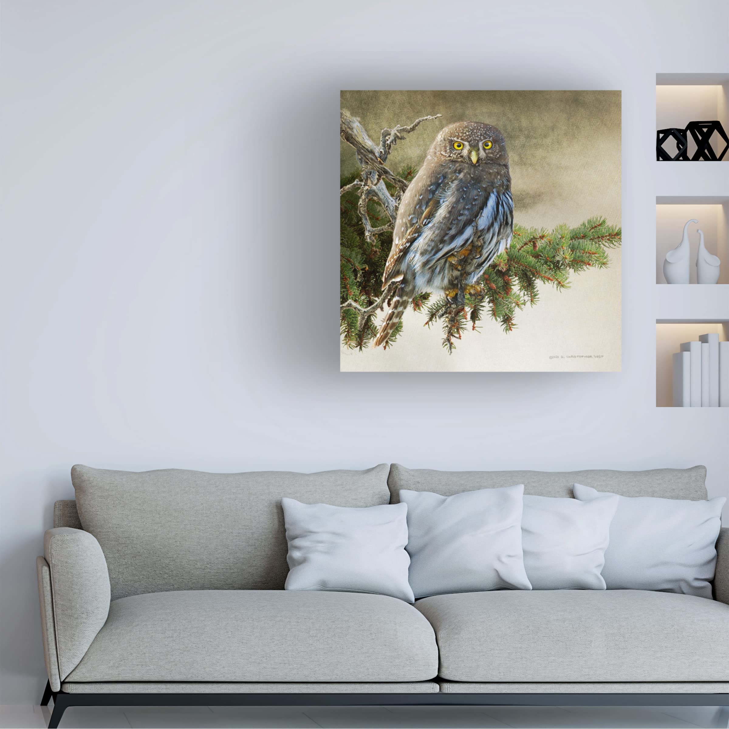 Chris Vest 'On the Branch VI' Canvas Wall Art Print - Modern Nature Landscape Painting for Living Room, Bedroom & Office Decor