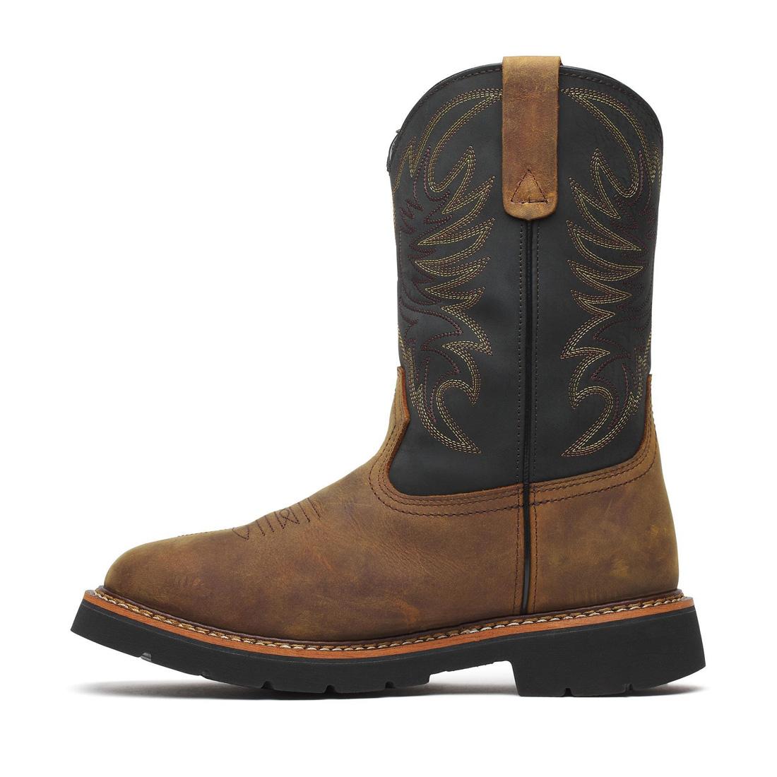 Waterproof Square Toe WGTN 11 Boots for Men - Crazy Horse Leather Black - Ideal for Outdoor Work, Hiking & Winter Wear