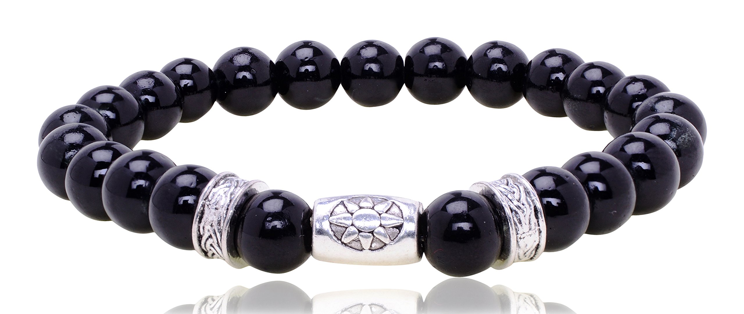 Gurjari Black Bead & Oxidized Beads Stretchable Bracelet for Boys - 25 Grams - Perfect for Casual Wear, Gifts & Ethnic Fashion Accessories