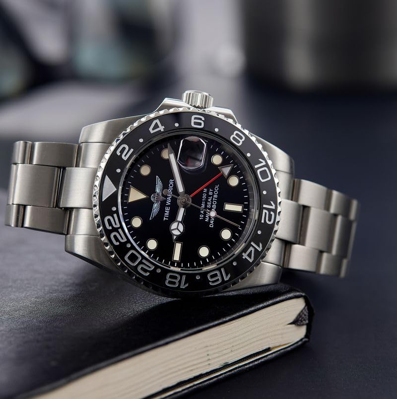 GMT Master Automatic Men's Watch - Stainless Steel Water Resistant Chronograph with Ceramic Rotating Bezel, Luminous Hands & Sapphire Crystal Glass | Perfect for Travel, Business & Luxury Gifts
