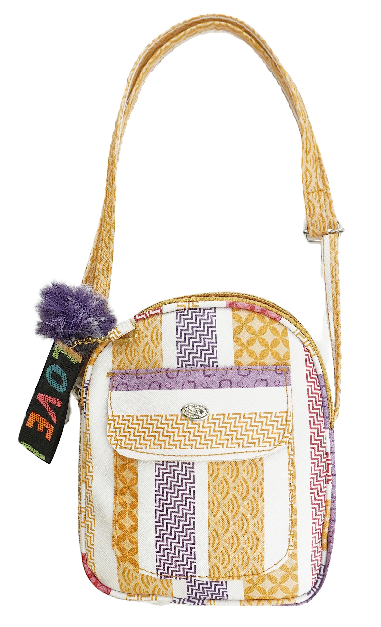 **Tidbits® Kids Soft PU Leather Bag with Colorful Prints & Fur Keychain - School Backpack, Picnic, Travel Bag for Toddlers (1-5 Years) - Perfect for Girls & Boys**    *(Use Cases: School, Daycare, Family Outings, Travel, Birthday Gifts for Toddlers)*