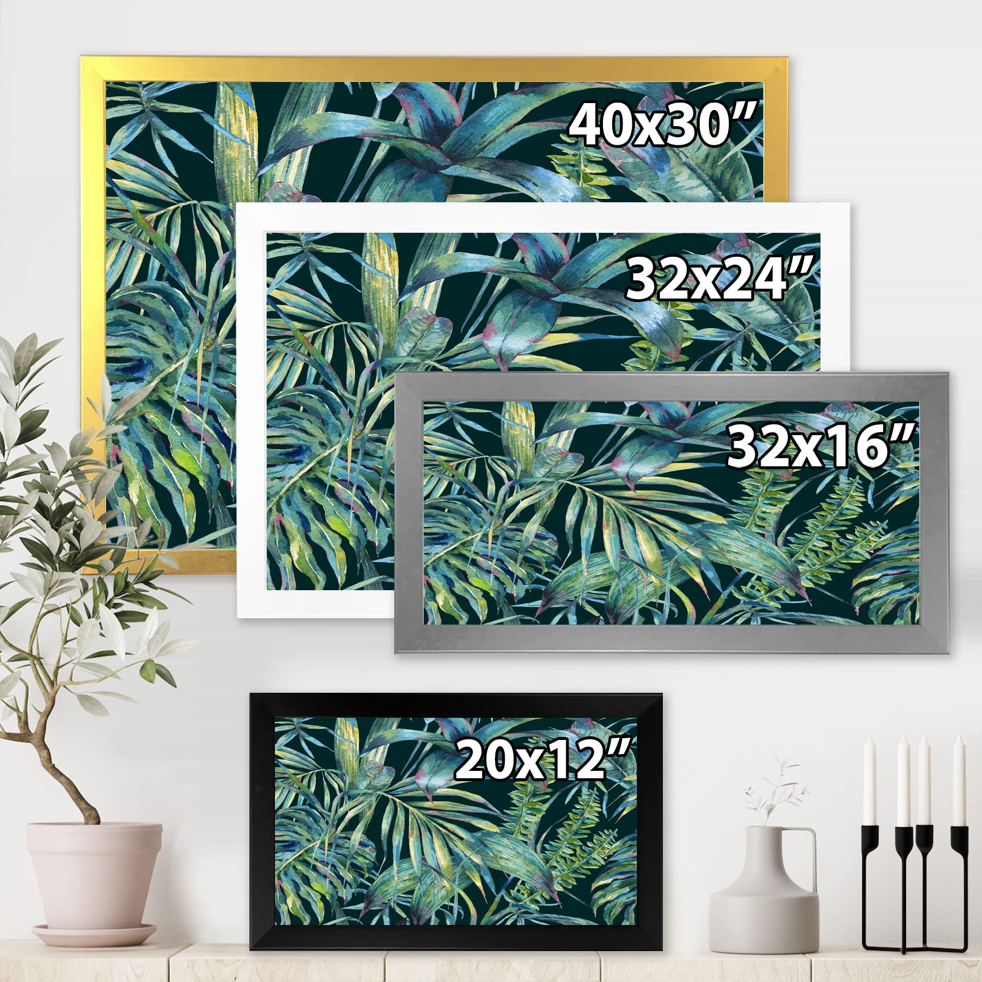 Exotic Tropical Leaves Framed Wall Art - Natural Botanical Decor for Living Room, Bedroom & Office