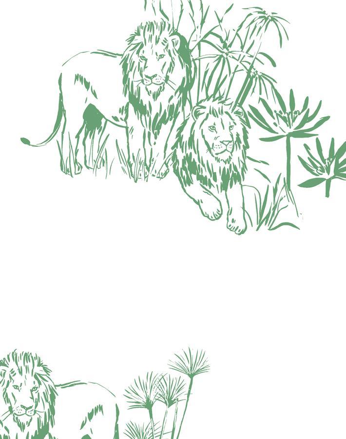 Foliage Lions Wallpaper by Tea Collection - Green Botanical Jungle Theme - Perfect for Nursery, Kids Room & Home Decor