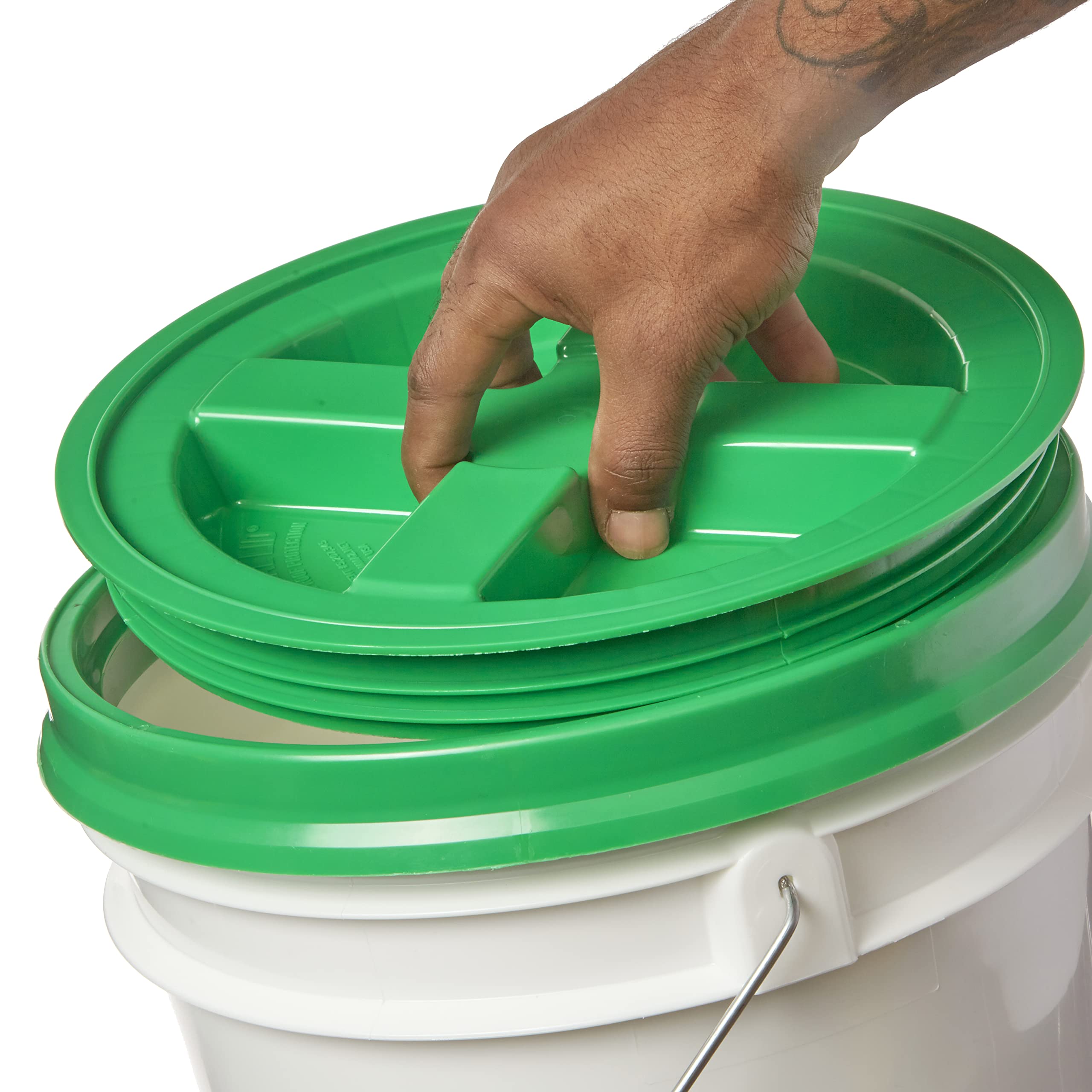 Food Grade Gamma Seal Lids for 3.5-7 Gallon Buckets (12 Pack) | BPA Free, Durable HDPE Reusable Pail Lids | Made in USA | Airtight Storage for Dry Goods, Pet Food & Emergency Supplies (Green)