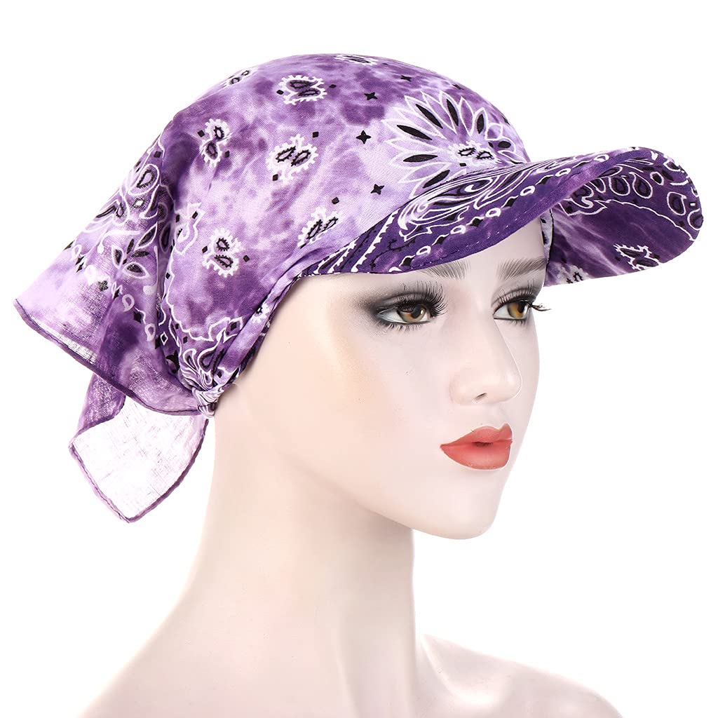 Boho Tie Dye Bandana Head Scarf for Women - Stylish Turban Head Wrap, UV Protection Sun Visor Hat - Perfect for Summer, Beach, Music Festivals & Outdoor Activities