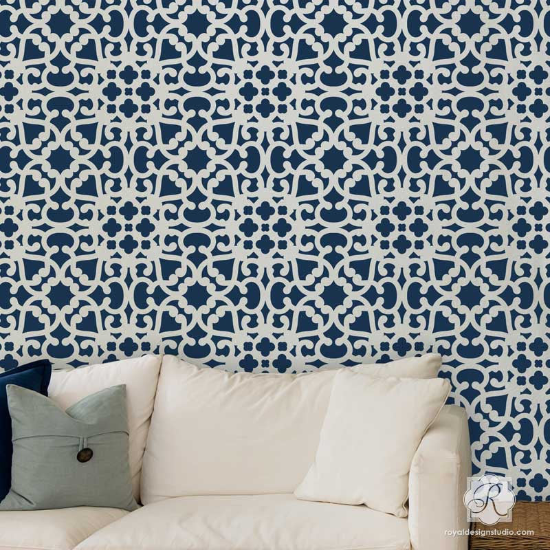 Modern Moroccan Lace Wall Stencil - Reusable DIY Painting Template for Home Decor, Nursery, Bedroom & Living Room Accent Walls