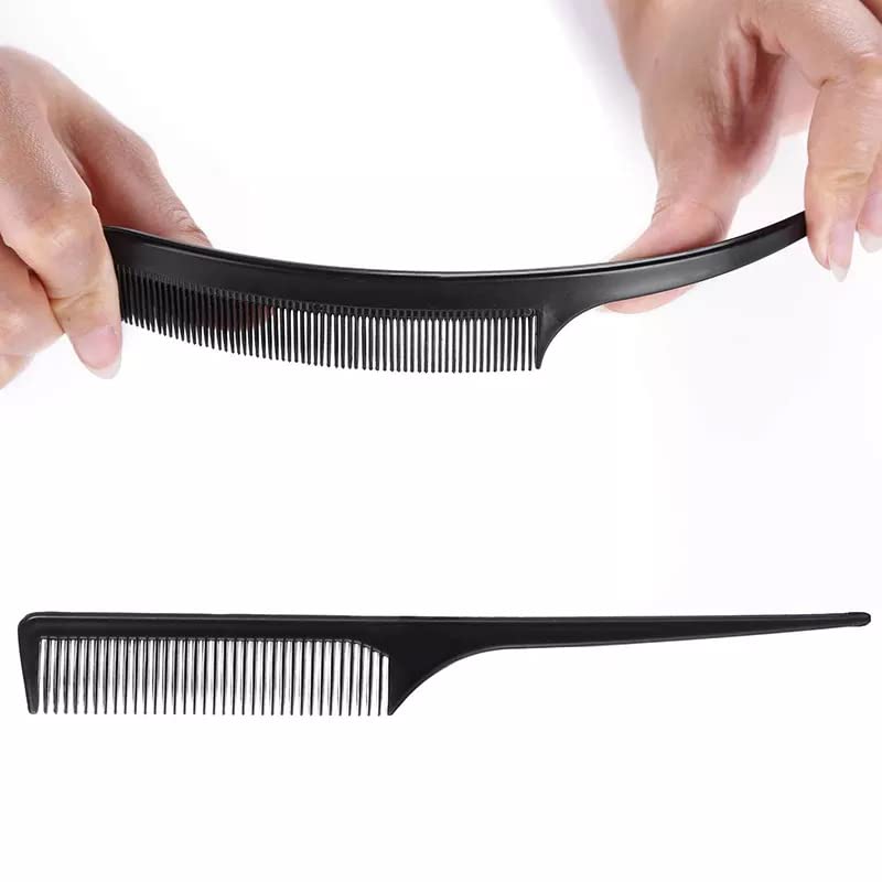 VELORA Professional 10-Piece Hair Comb Set - Styling & Cutting Brushes for Salon & Home Use - Black Hairdressing Tools for Men & Women - Perfect for Haircuts, Styling, Detangling & Blowouts