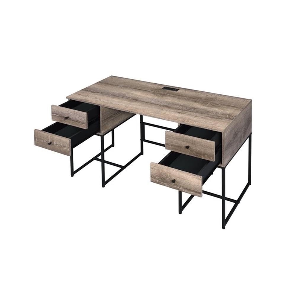 BOWERY HILL Modern Black Metal Desk - Sleek Home Office Furniture for Small Spaces & Workstations | Perfect for Remote Work & Study