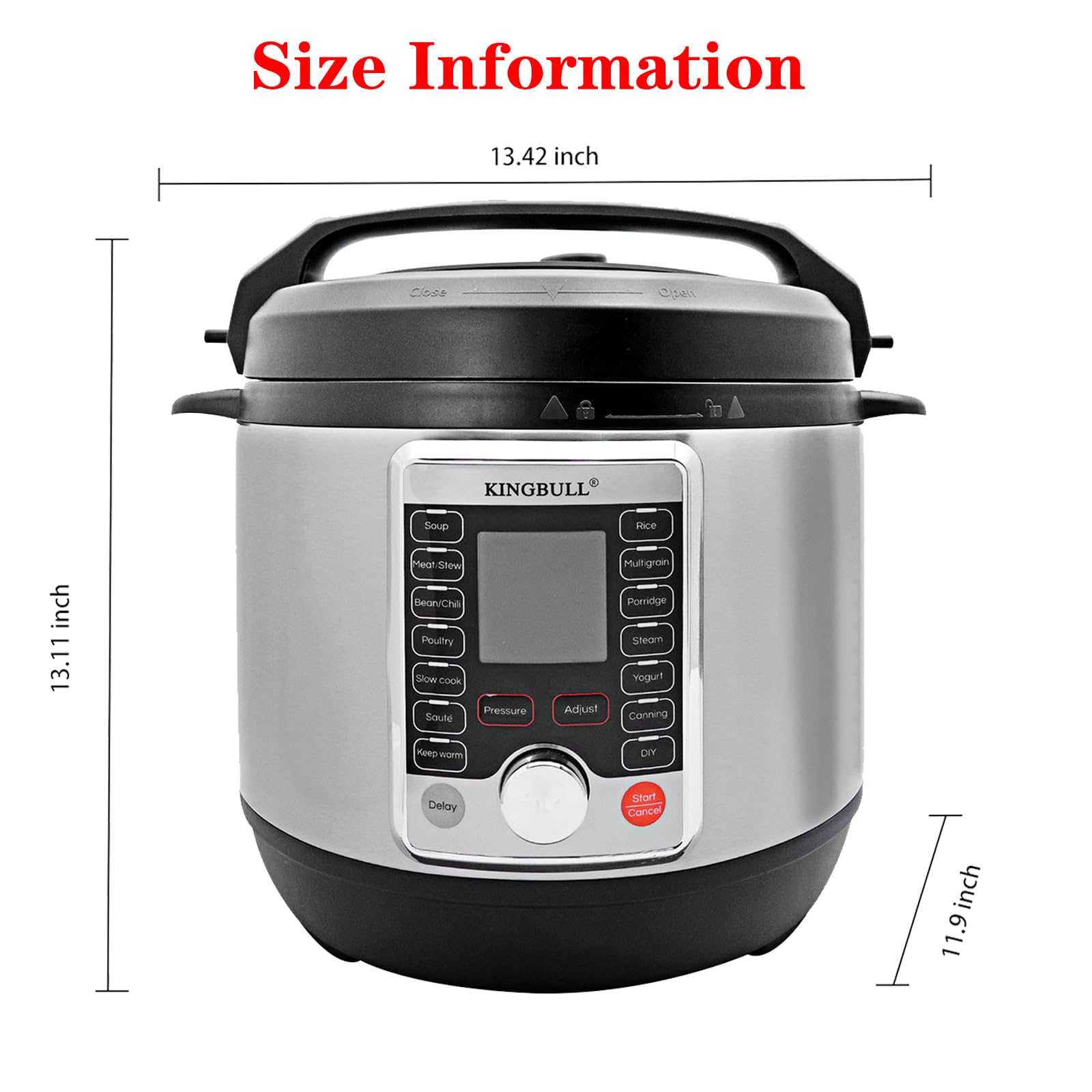 KINGBULL 6 Quart Multi-Cooker - 12-in-1 Electric Pressure Cooker, Slow Cooker, Rice Cooker, Steamer, Sauté Pan, Yogurt Maker & Food Warmer with One-Touch Programs & DIY Mode, Stainless Steel/Black - Perfect for Meal Prep, Family Dinners & Healthy Cooking