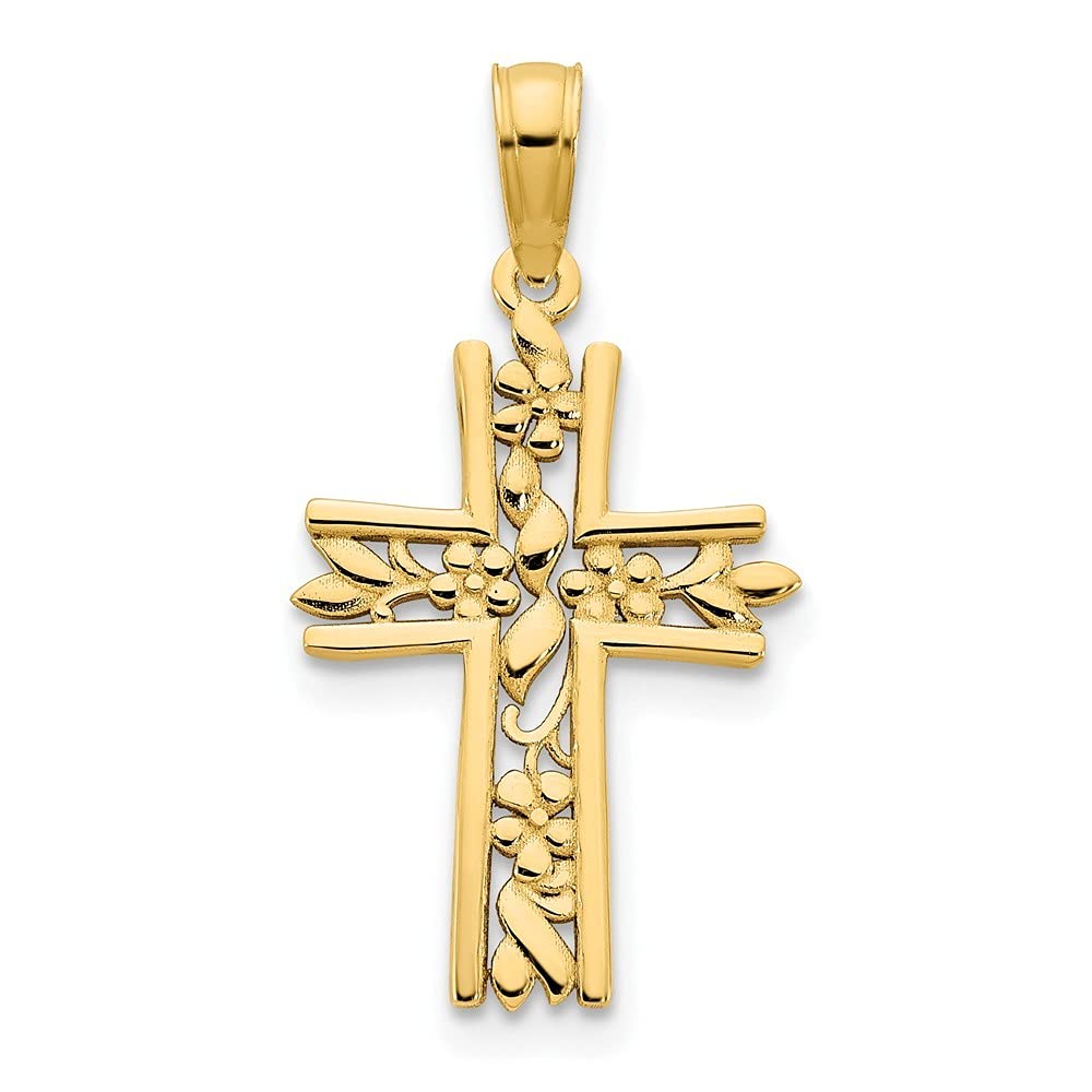 14K Yellow Gold Religious Cross Pendant Necklace for Women - Faith Inspired Jewelry Gift for Baptism, Confirmation & Daily Wear