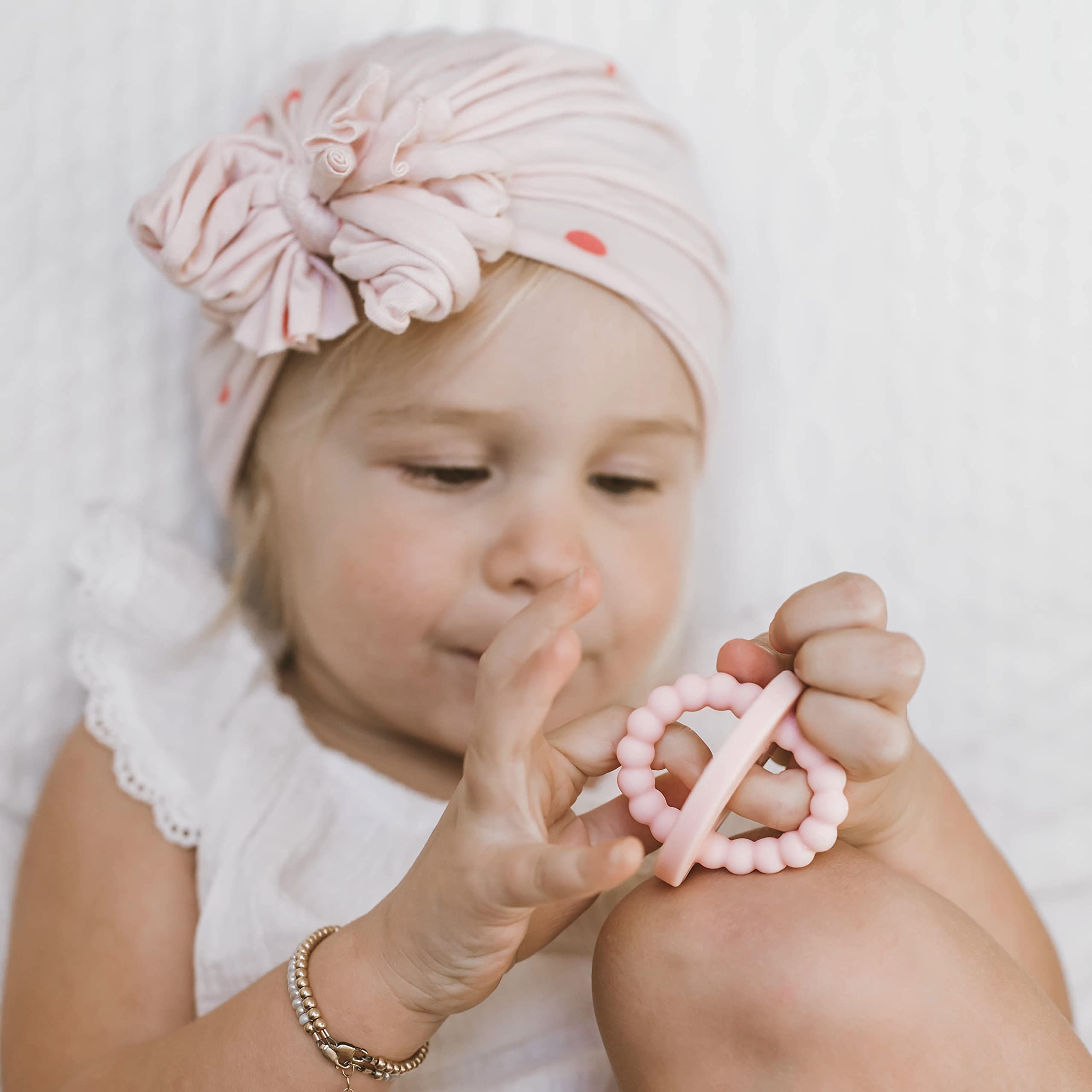 Ryan and Rose Cutie Bit Teether - Pink Baby Teething Toy for Soothing Sore Gums | Perfect for Infants & Toddlers at Home, Travel & Daycare