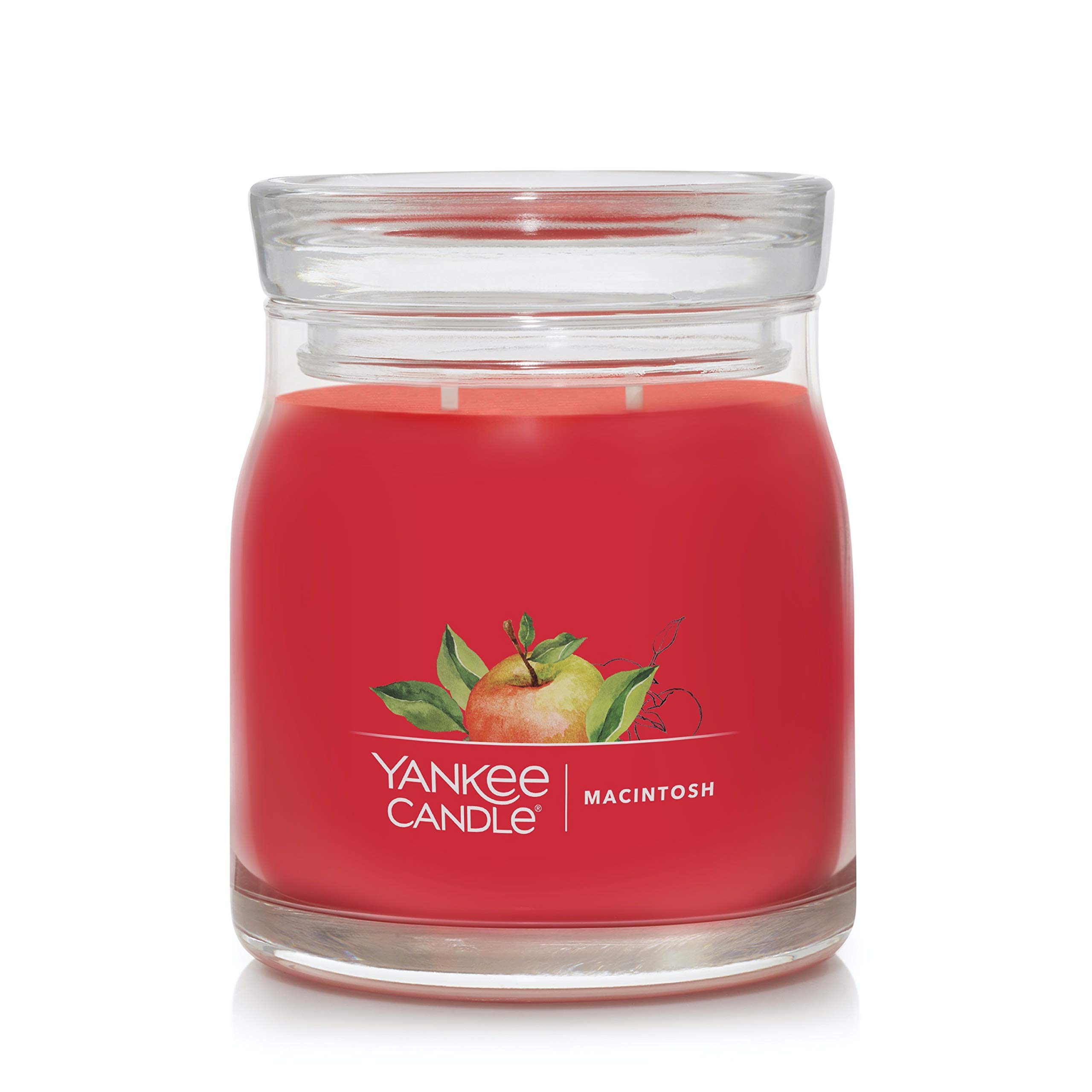Yankee Candle Macintosh Scented Candle - Signature 13oz Medium Jar with 2 Wicks, 35+ Hours Burn Time - Perfect for Home Decor, Relaxation & Gift Giving