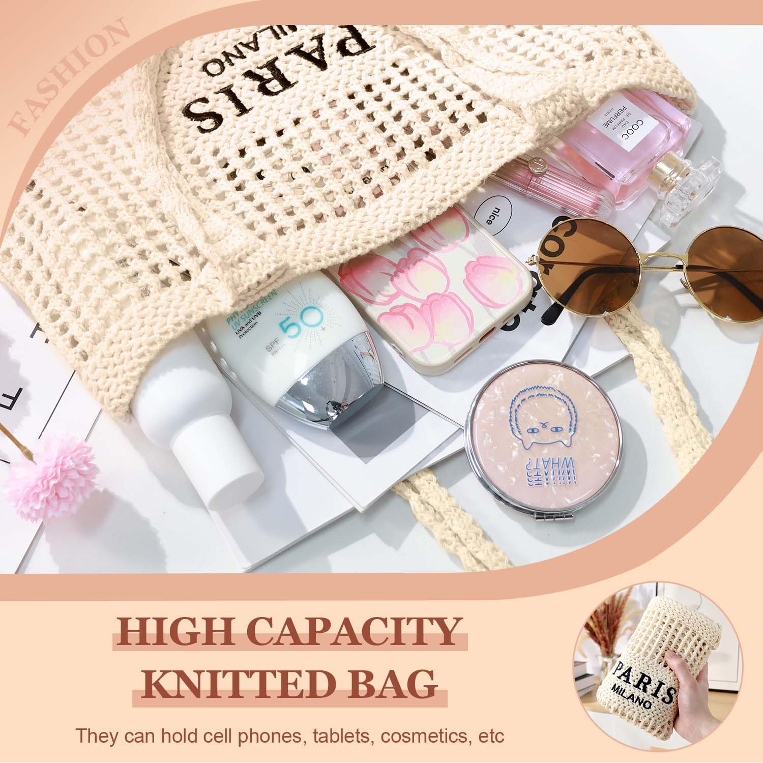 Stylish Ayieyill Crochet Tote Bag for Women - Breathable Mesh Beach Bag, Boho Knit Purse for Summer Vacation, Travel & Shopping | Perfect for Beach Outings, Picnics & Boho Fashion Accessories
