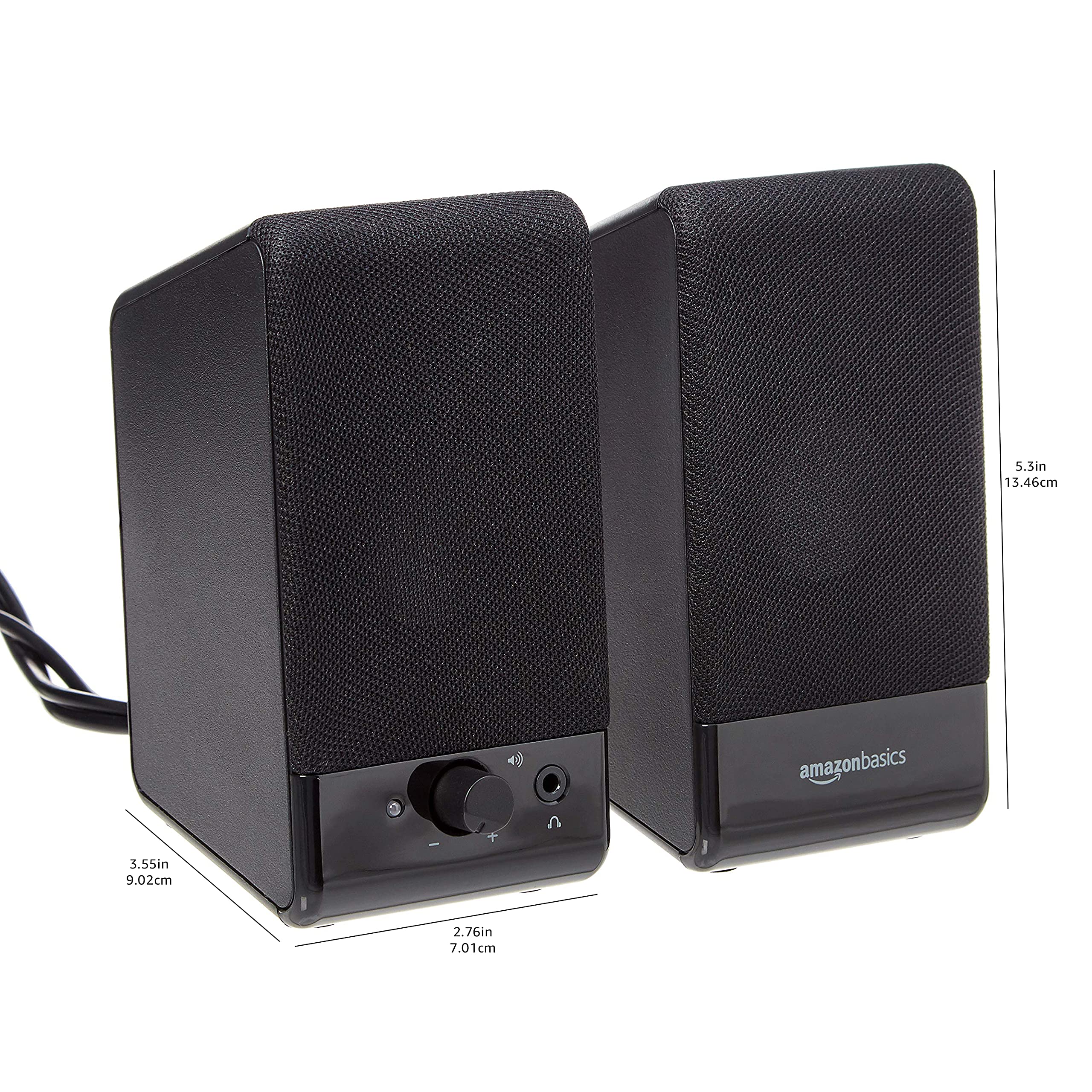 Amazon Basics USB-Powered Computer Speakers with Volume Control, Plug-N-Play, Black - Ideal for Desktop, Laptop, Home Office, and Gaming Setup