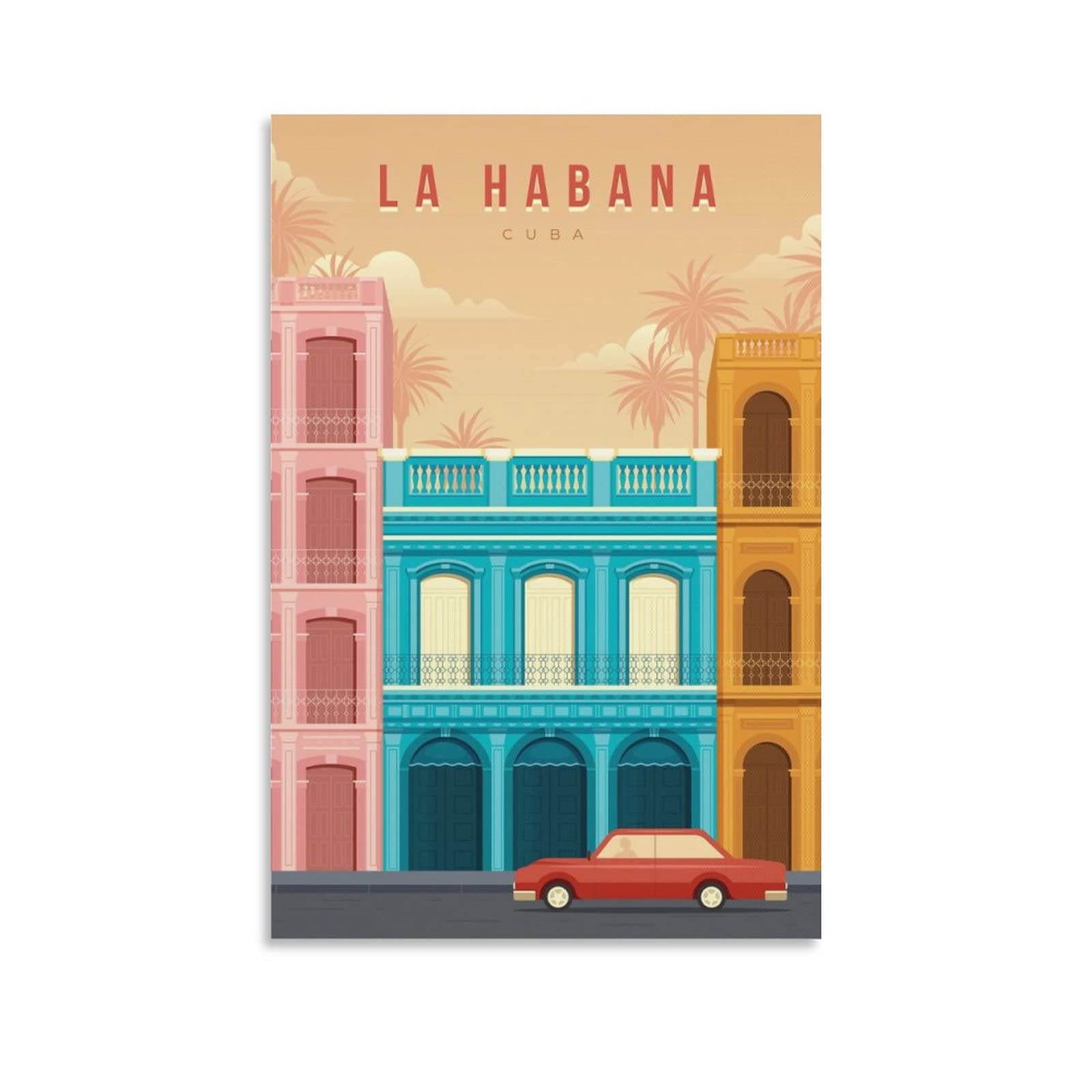 Vintage Havana Cuba Travel Poster - Retro Street Art Canvas Wall Decor for Living Room, Bedroom, Office - Perfect for Home Decor & Gift Giving