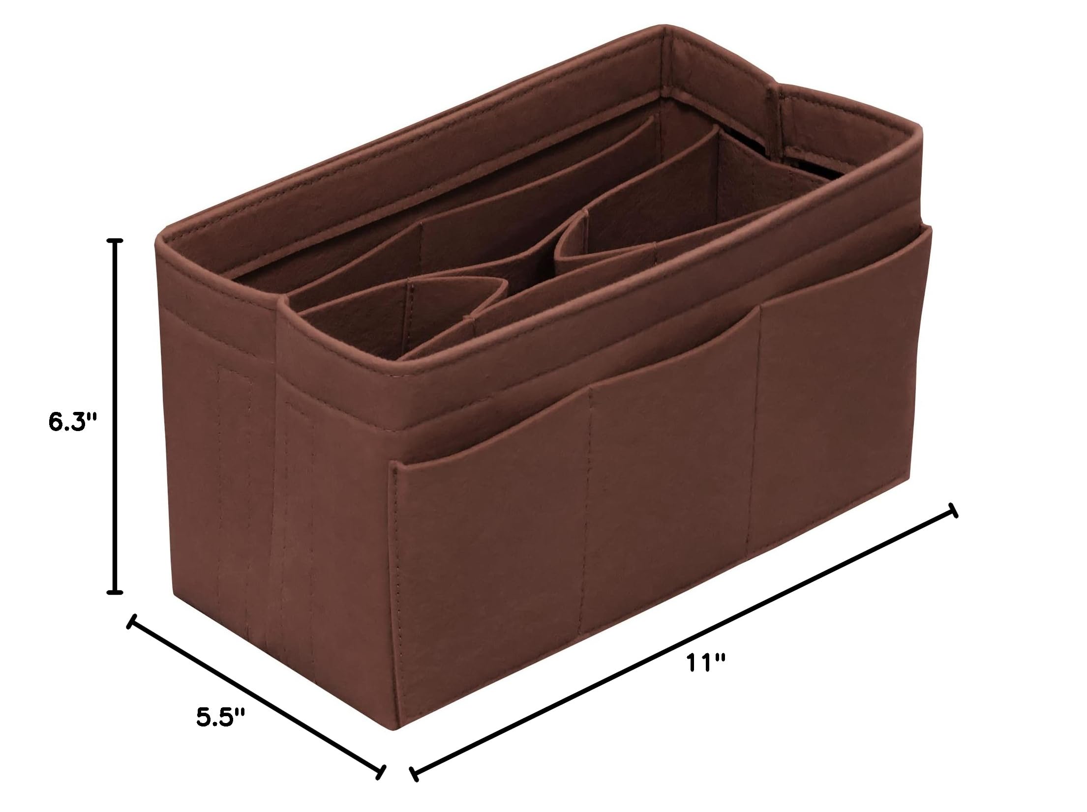 Felt Purse Organizer Insert with 14 Pockets - Medium Brown Handbag Organizer for Tote Bags | Perfect for Travel, Work & Everyday Use