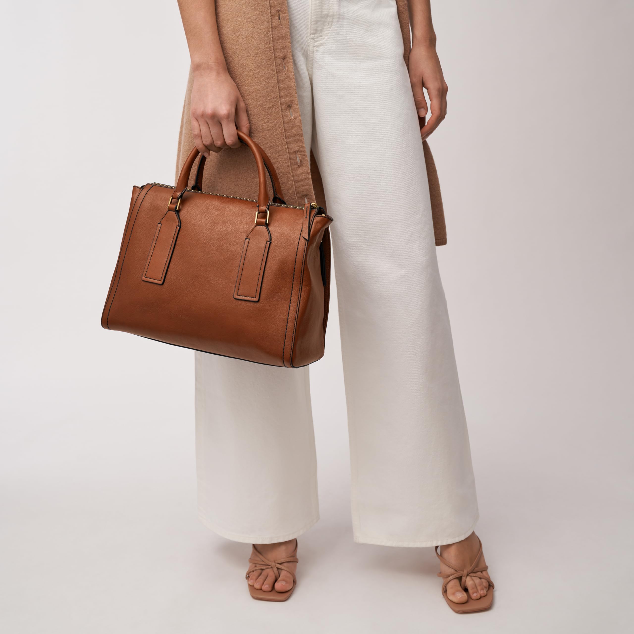 Fossil Women's Parker Genuine Leather Satchel Handbag - Stylish Crossbody Purse for Work, Travel & Everyday Use