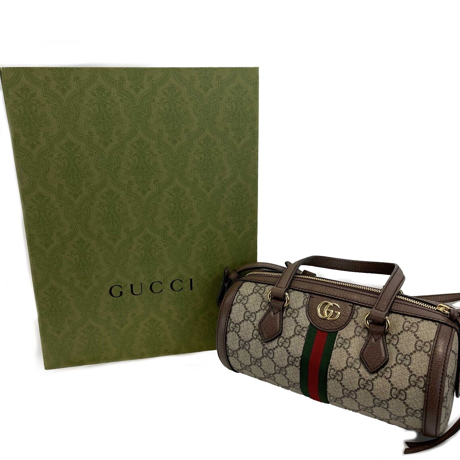 Gucci GG Supreme Monogram Web Small Ophidia Boston Bag - Top Handle & Crossbody Purse for Women | Luxury Designer Handbag for Work, Travel & Everyday Use