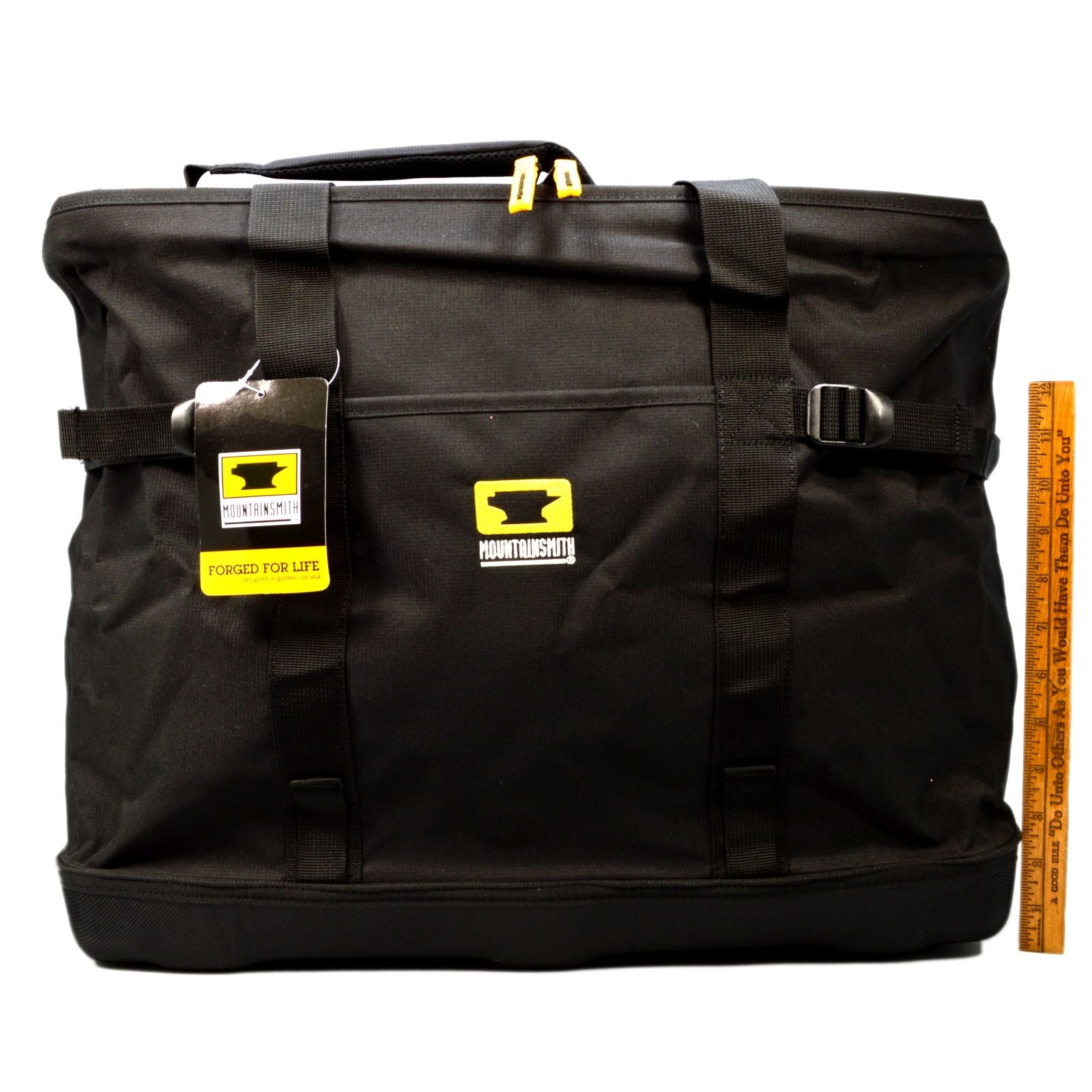 MOUNTAINSMITH Medium Black Zip Top Tote Bag with Adjustable Shoulder Strap - Durable Travel Tote for Hiking, Gym & Daily Commute