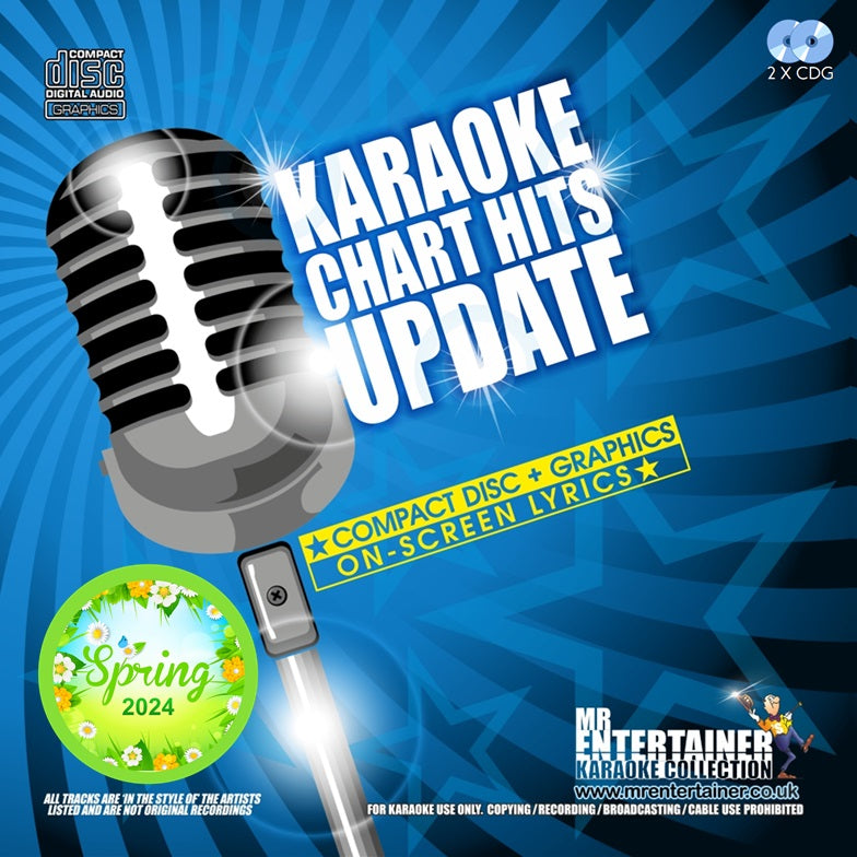 Mr Entertainer Karaoke Chart Hits Update Spring 2024 - Latest Popular Songs for Home Parties & Entertainment