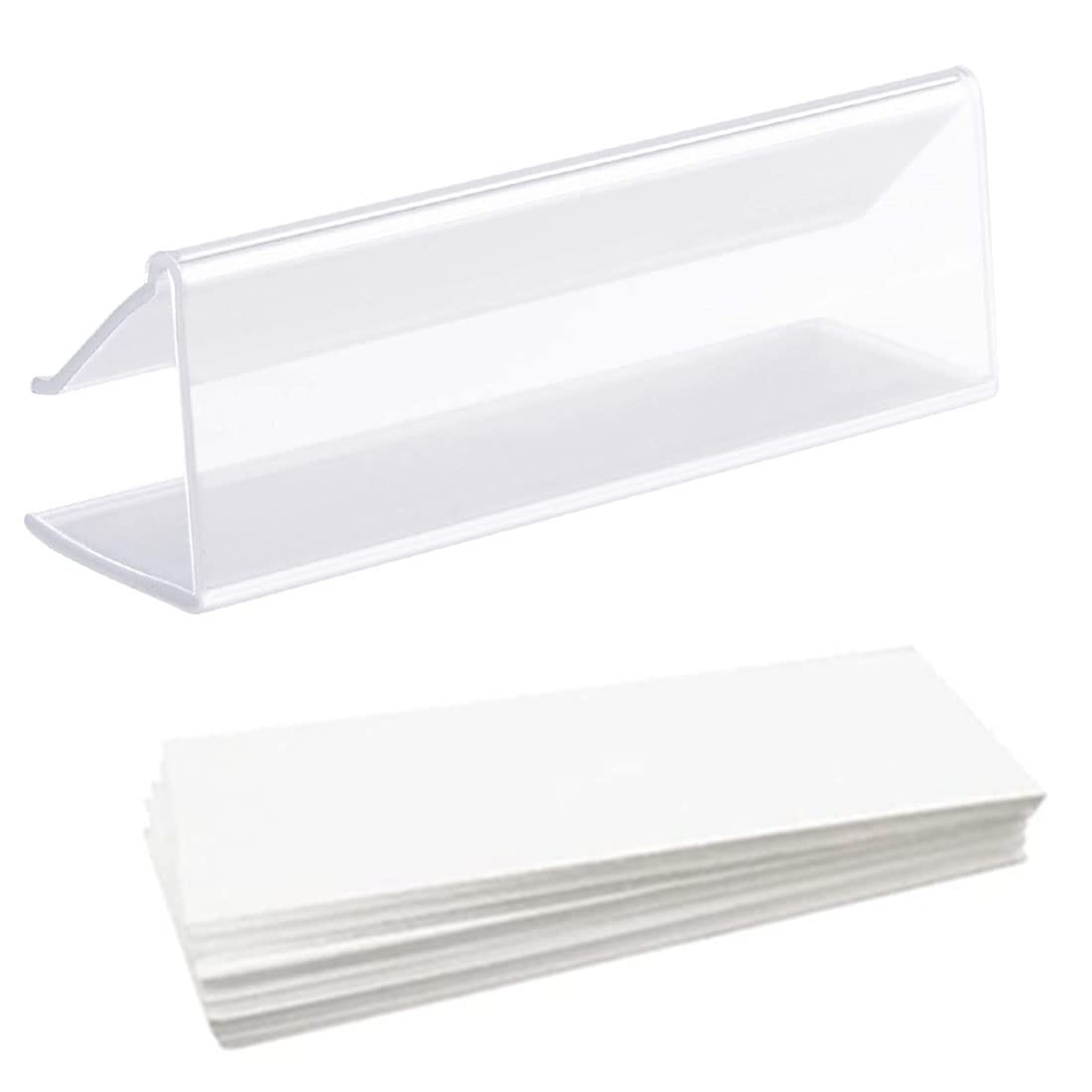 50PCS Reusable Plastic Wire Shelf Label Holders with Insert - Retail Price Tag Ticket Sign Holders for Supermarkets, Stores & Shopping Malls - Perfect for Organizing Products on Wire Shelving Displays