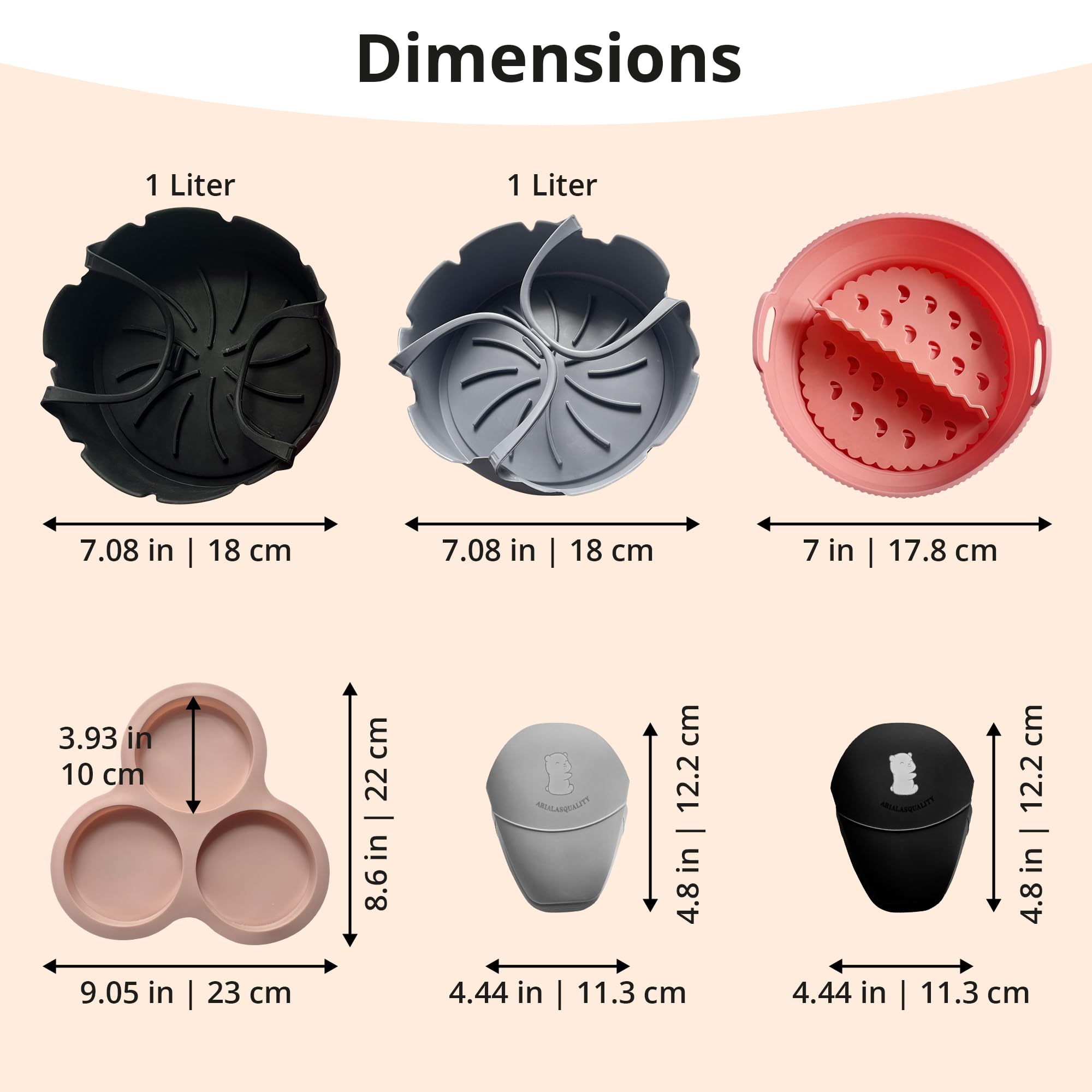 7-Piece Air Fryer Accessories Set - Non-Stick Silicone Liners, Egg Bite Mold & Reusable Basket Liner for Healthy Cooking | Perfect for Air Fryer XL, Instant Pot & Ninja Foodi | Bake, Roast & Meal Prep