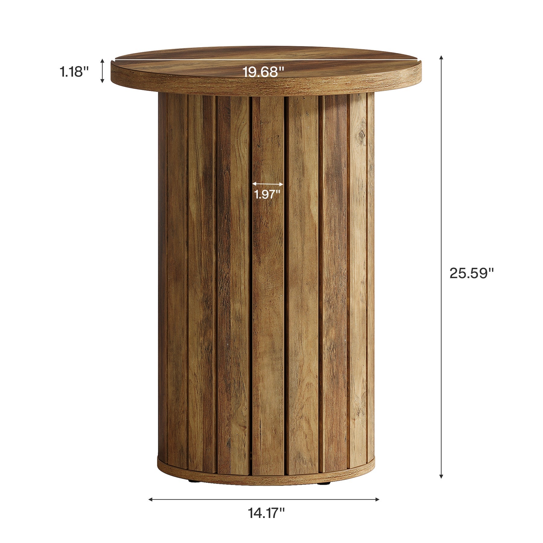 Round Wooden End Table with Pedestal Base - Small Side Table for Couch, Living Room, Bedroom - Perfect for Coffee, Books & Decor