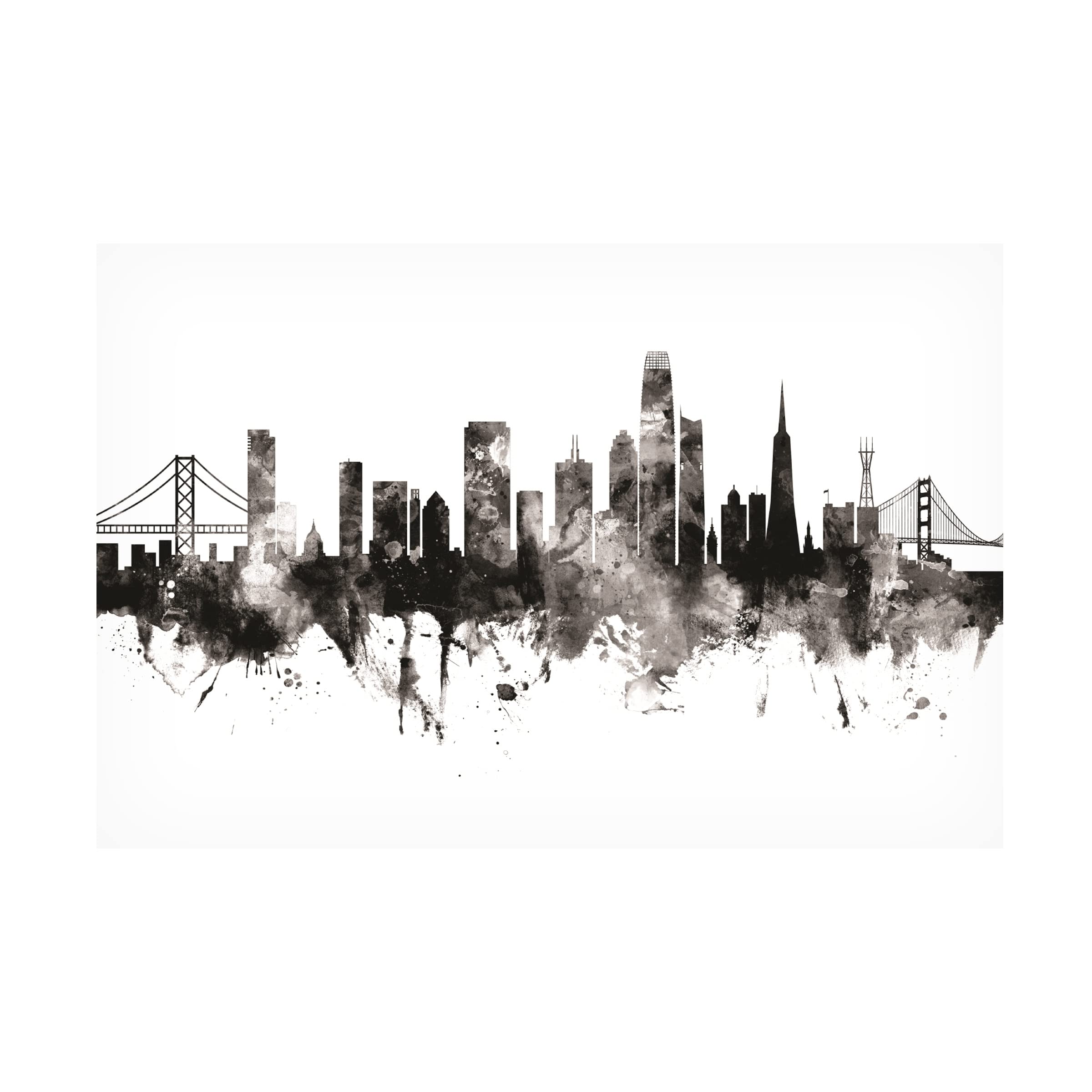 Michael Tompsett 'San Francisco California Skyline' Canvas Wall Art Print - Modern Cityscape Painting for Living Room, Office & Home Decor