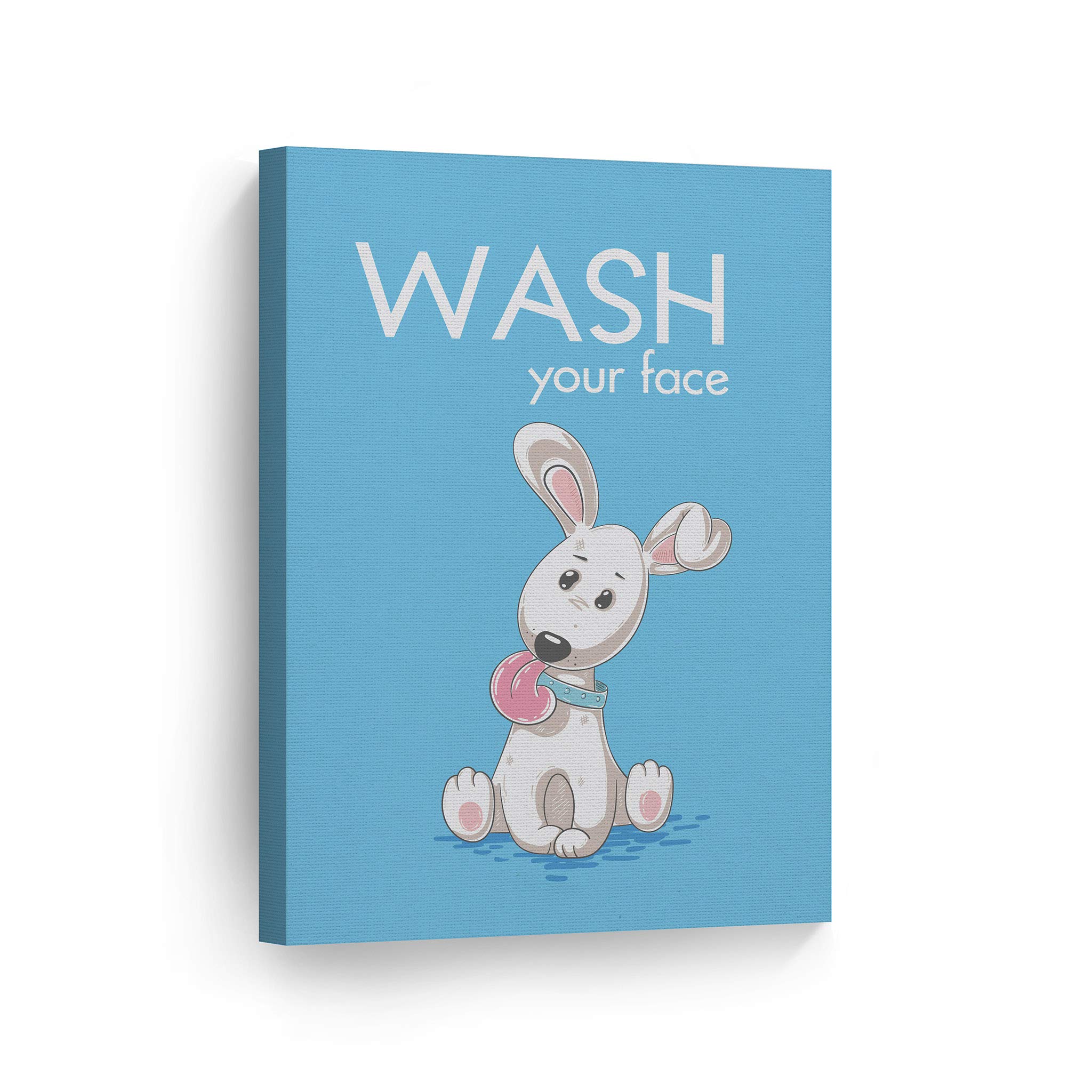 Funny Wash Your Face Quote Canvas Print - Kids Bathroom Decor, Dog Nursery Sign, Ready to Hang Wall Art (40x30 inches) | Perfect for Bathroom, Nursery & Home Decoration | Made in USA