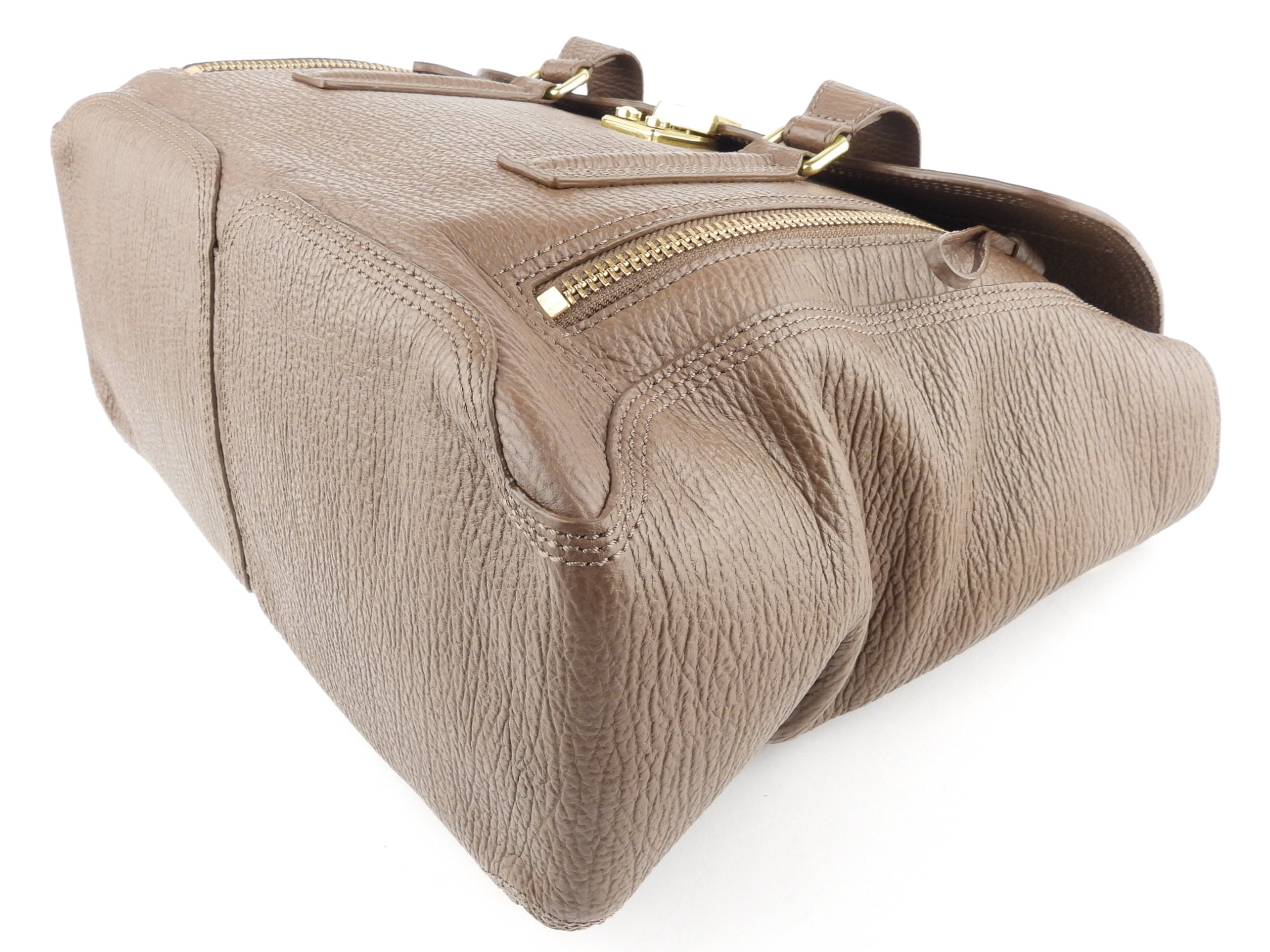 3.1 Philip Lim Taupe Grained Leather Pashli Two-Way Satchel Bag - Stylish Shoulder & Crossbody Handbag for Work, Travel & Everyday Use