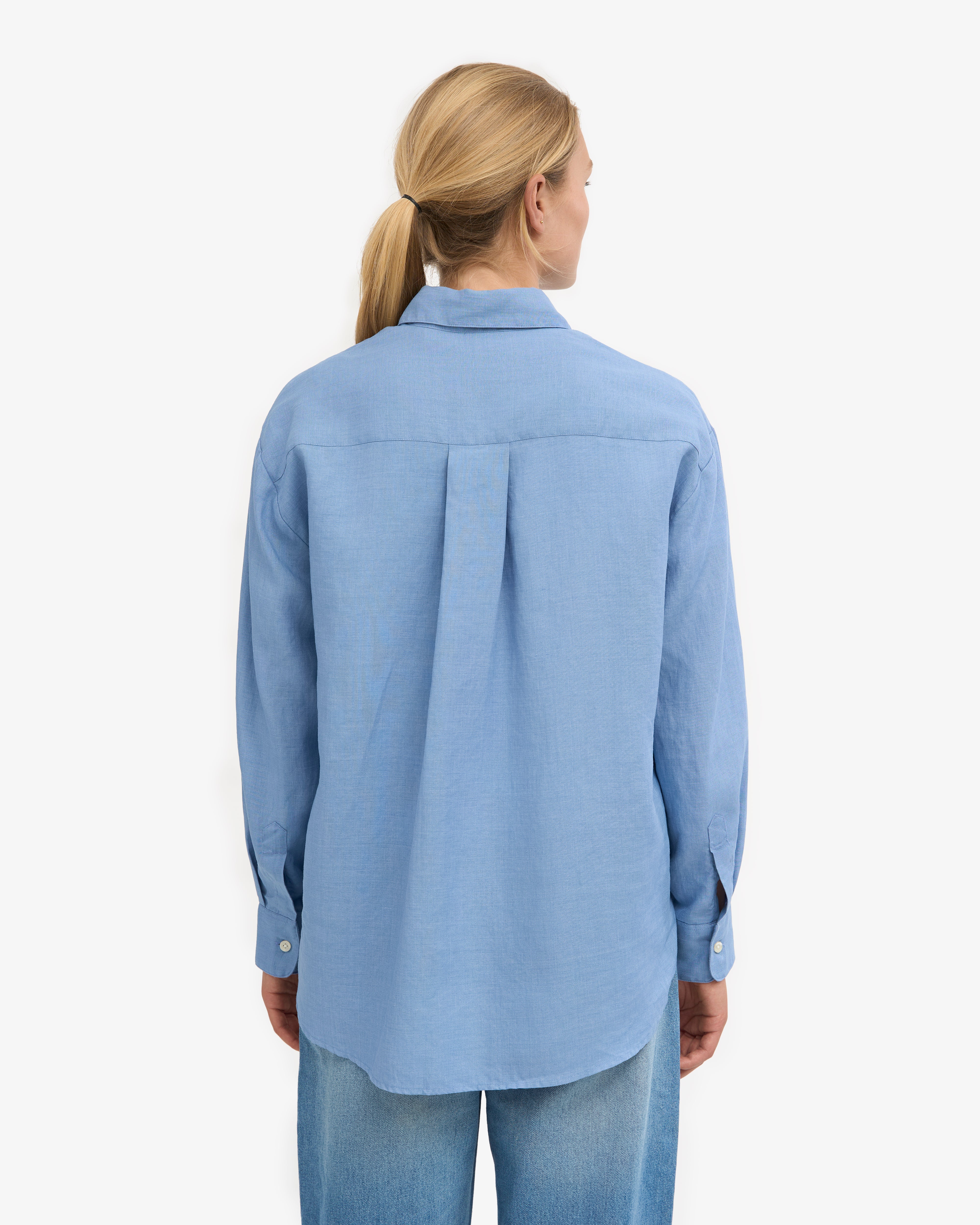 Premium Linen Oversized Shirt for Women - Soft & Breathable Seaside Blue Button Down Top - Perfect for Beach Vacation, Summer Outfits & Casual Wear