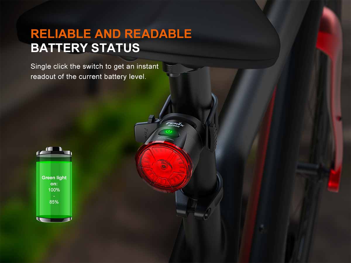Fenix BC06R USB Rechargeable Bike Tail Light - 300 Lumens, 5 Lighting Modes, IP66 Waterproof for Cycling Safety at Night & Commuting