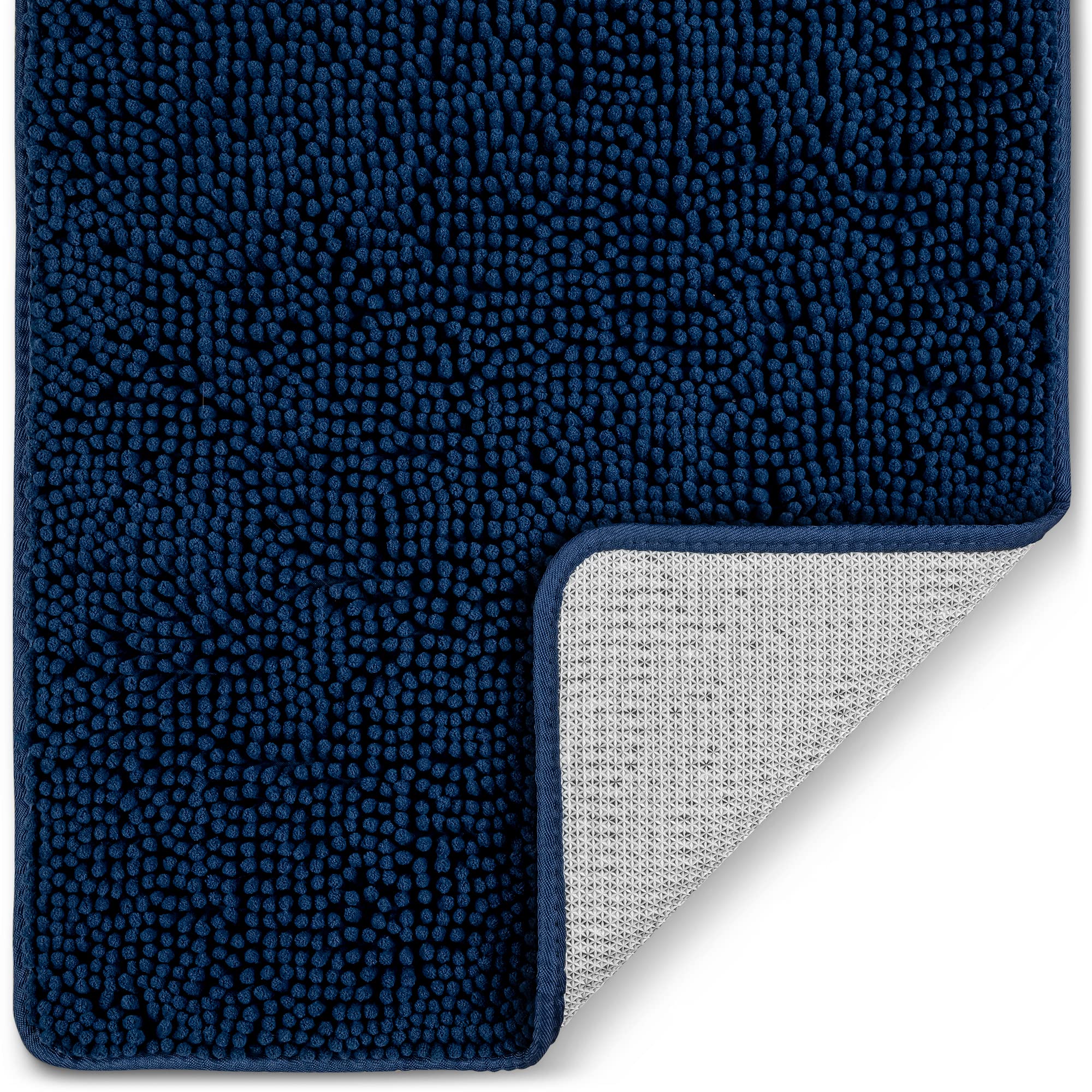 Zulay Soft Shaggy Bath Mat - Non-Slip Absorbent Rug for Bathroom & Shower (Midnight Blue, 20x30) - Perfect for Sink & Bedroom Use