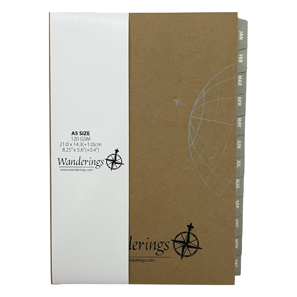 Wanderings 2025-2026 Monthly Weekly Planner Refill Inserts - Ivory A5 6-Ring Binder Calendar for Filofax (8.25