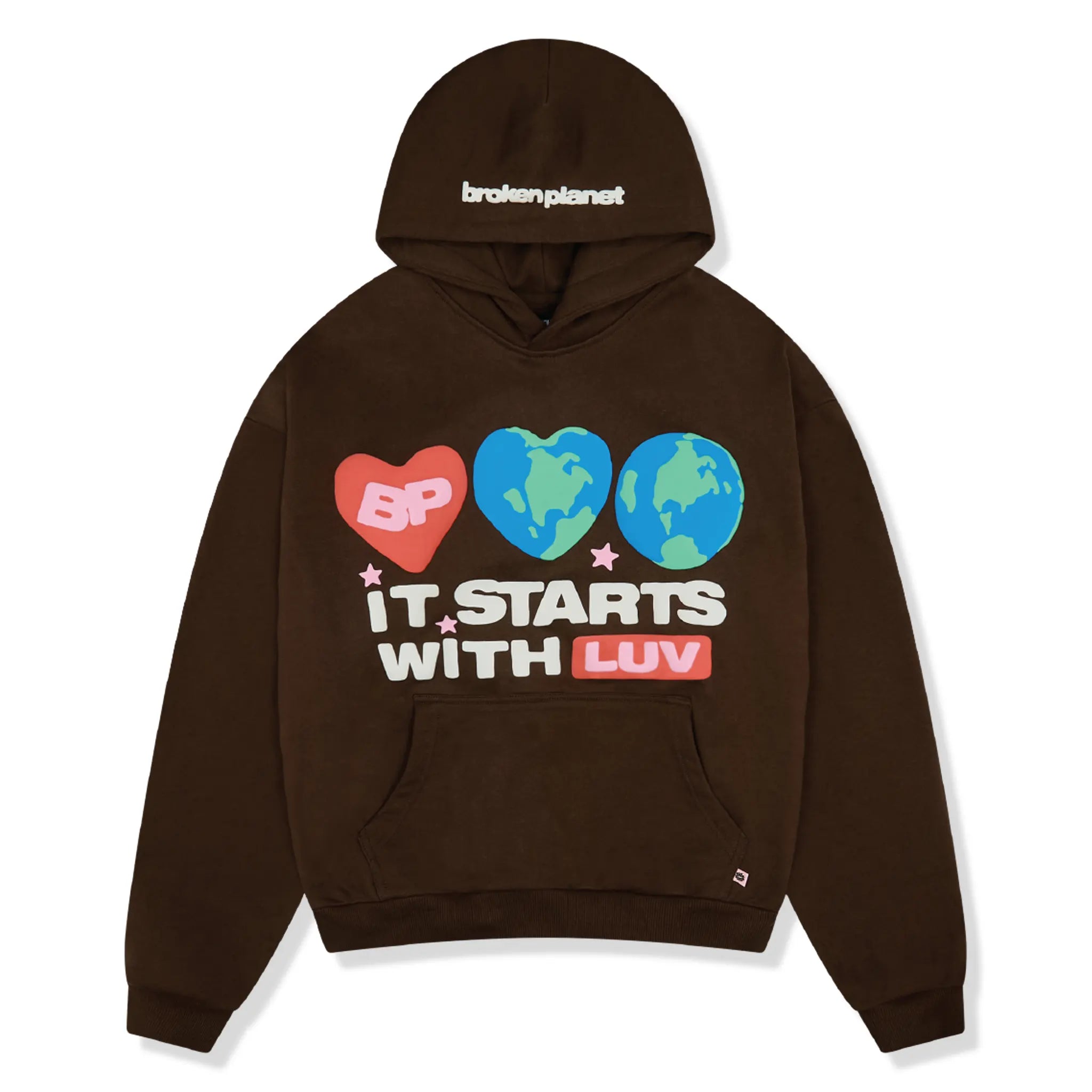 Broken Planet 'It Starts With Luv' Mocha Brown Hoodie - Trendy Streetwear for Men & Women | Perfect for Casual Outfits, Fall Fashion, and Urban Lifestyle