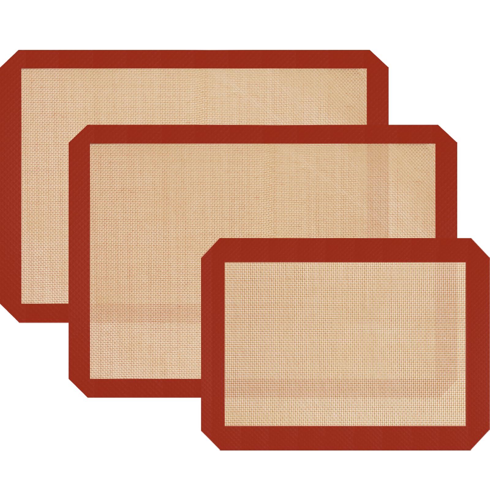 Non-Stick Silicone Baking Mats 3-Pack - Reusable Cookie Sheet for Oven, Macarons & Bread - Easy Clean & Durable Baking Accessories for Home Bakers & Professional Kitchens