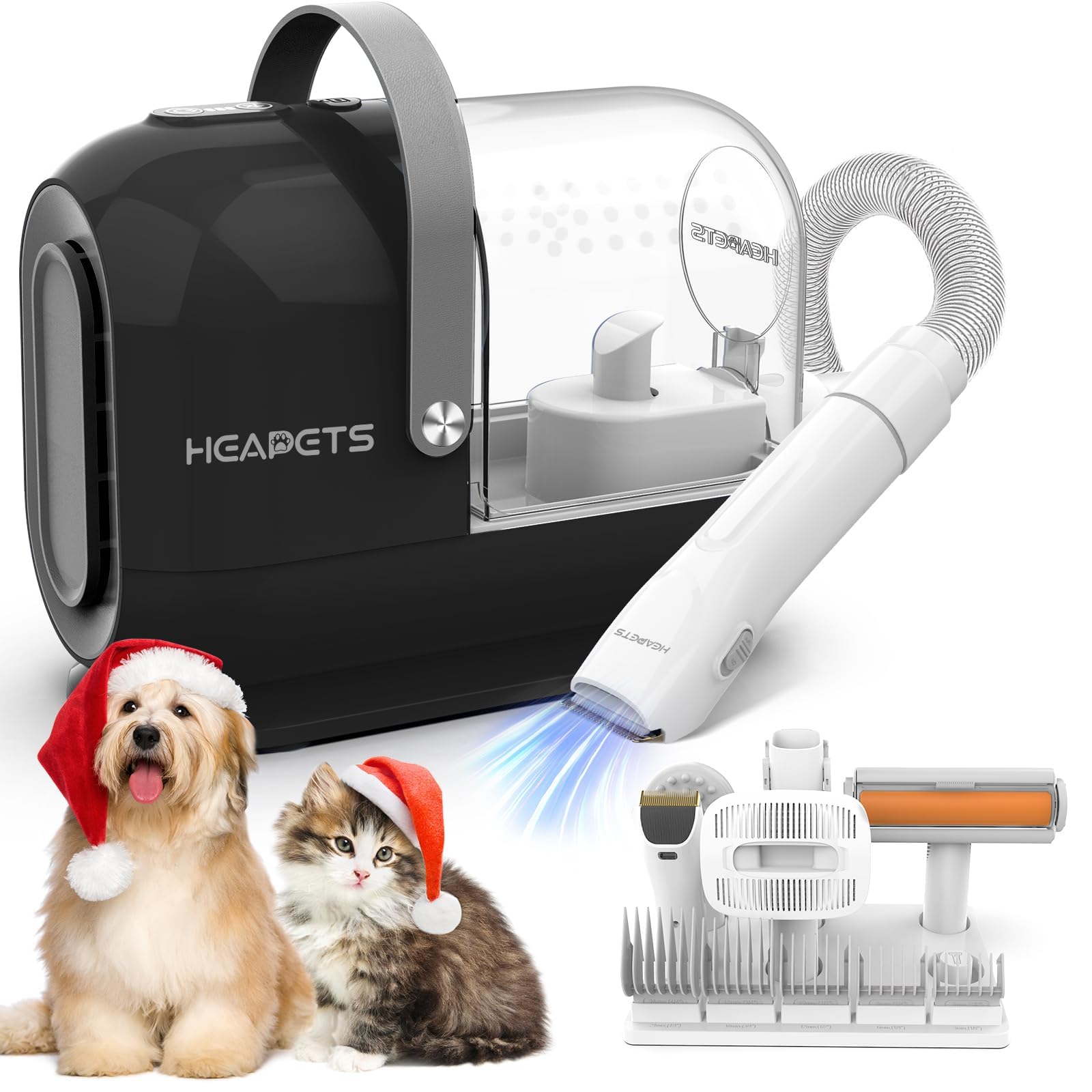 Dog Grooming Vacuum Kit - 3L Pet Hair Vacuum with 7 Attachments, Low Noise Electric Clipper & Brush for Home Pet Grooming & Shedding Control, Black - Perfect for Dogs, Cats & Small Animals at Home