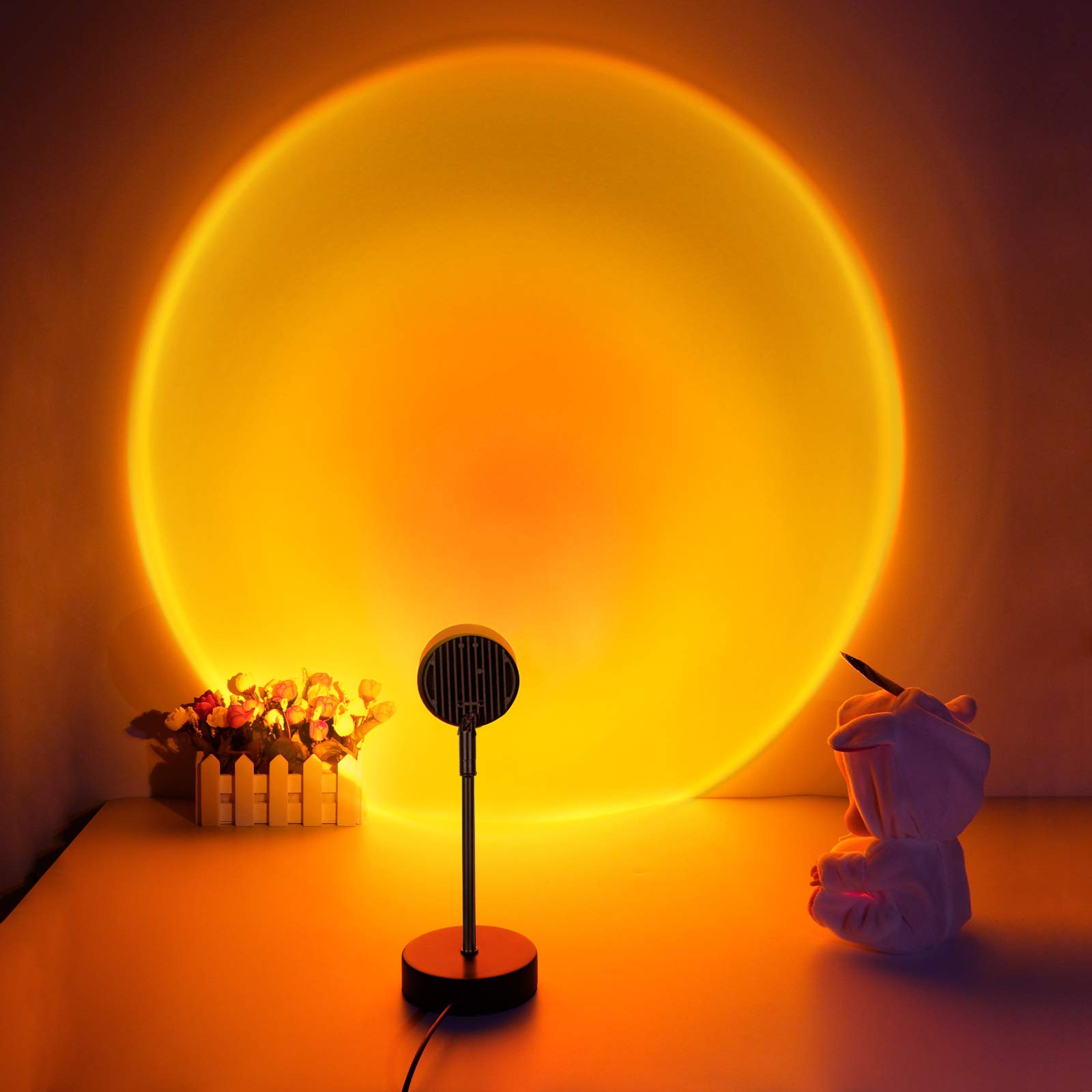 Sunset Lamp Projector - 180° Rotating LED Sunset Projection Night Light for Bedroom & Living Room Decor | Romantic Wall & Floor Visual Lighting | Perfect for Relaxation, Meditation & Home Ambiance