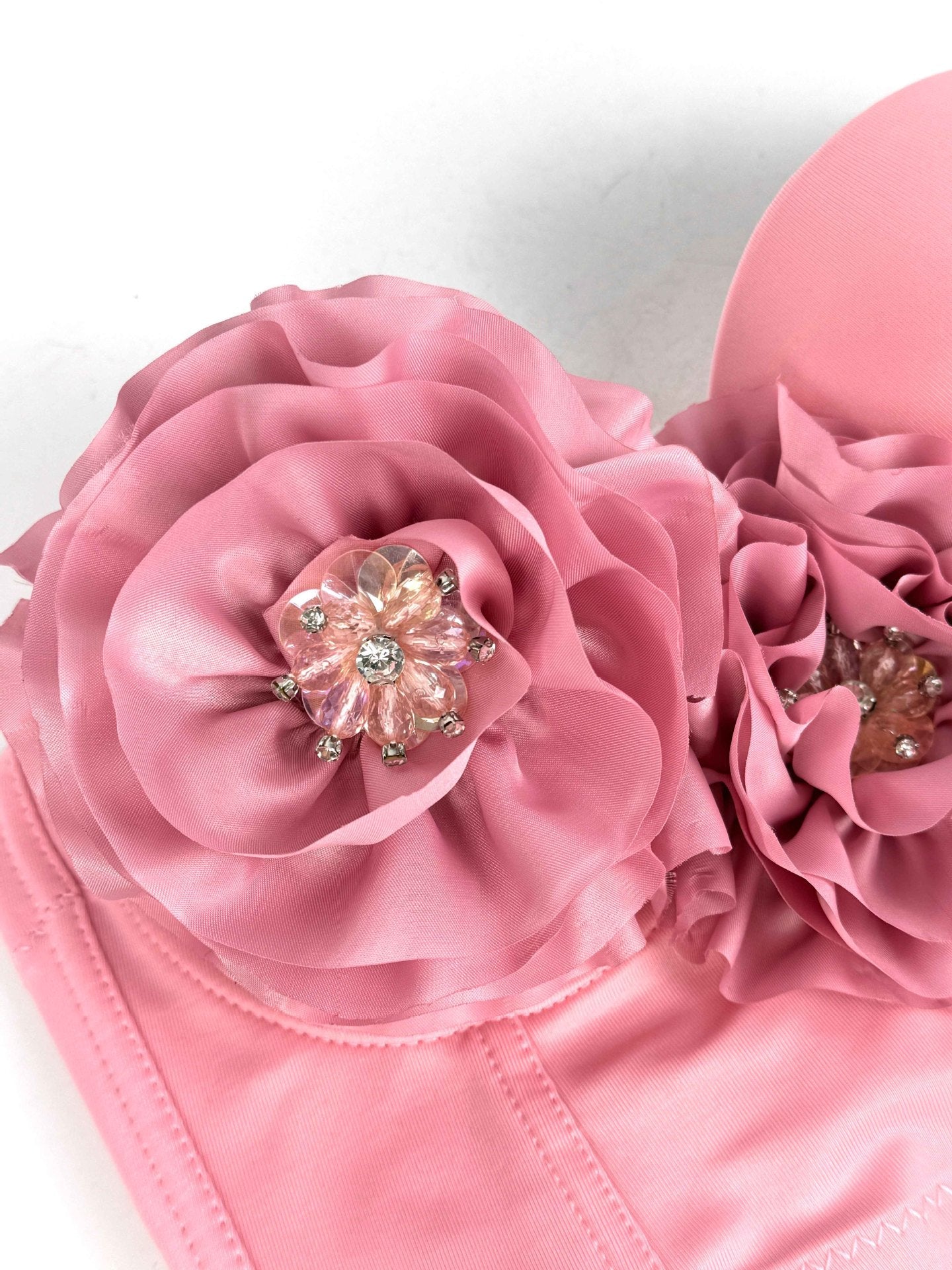 Pink Fishbone Corset with Flower Tassel - Elegant Waist Cincher for Women, Perfect for Weddings, Parties and Burlesque Shows