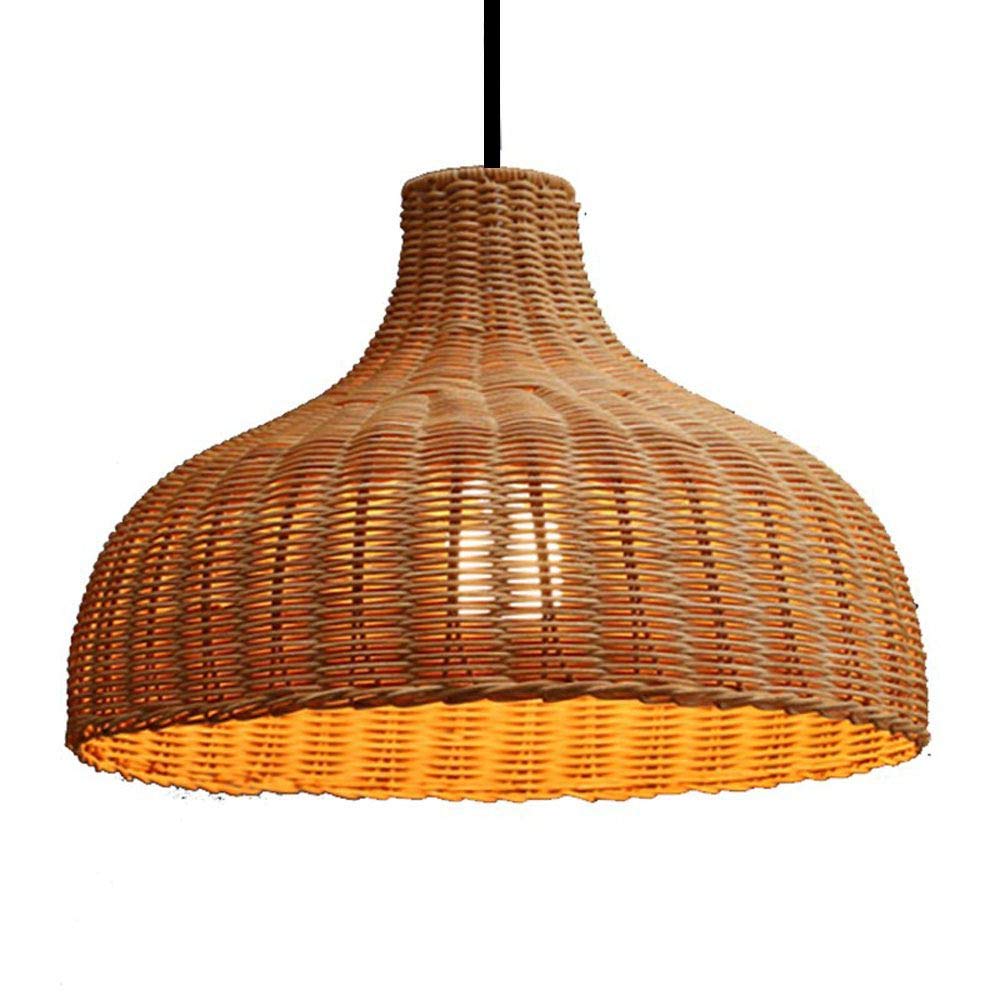 Handwoven Rattan Chandelier - Natural Wicker Pendant Light for Dining Room, Bedroom, Balcony | Boho Farmhouse Decor | Southeast Asian Inspired Hanging Lamp (Yellow) - Perfect for Cozy Home, Cafe and Vacation House Lighting