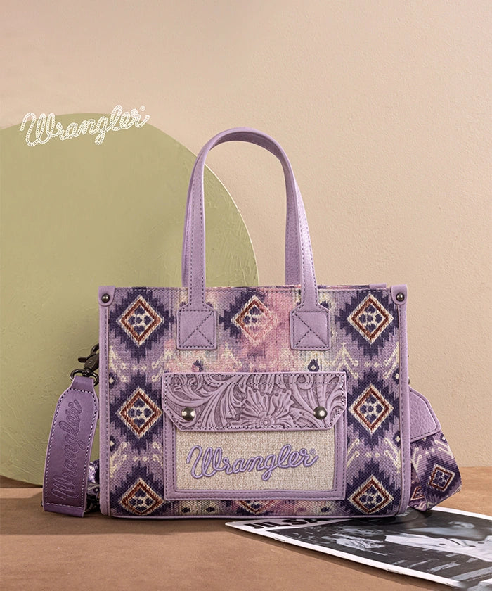 Wrangler Aztec Concealed Carry Canvas Tote Bag Set for Women - Stylish & Durable CCW Purse with Multiple Pockets - Perfect for Travel, Shopping & Everyday Use