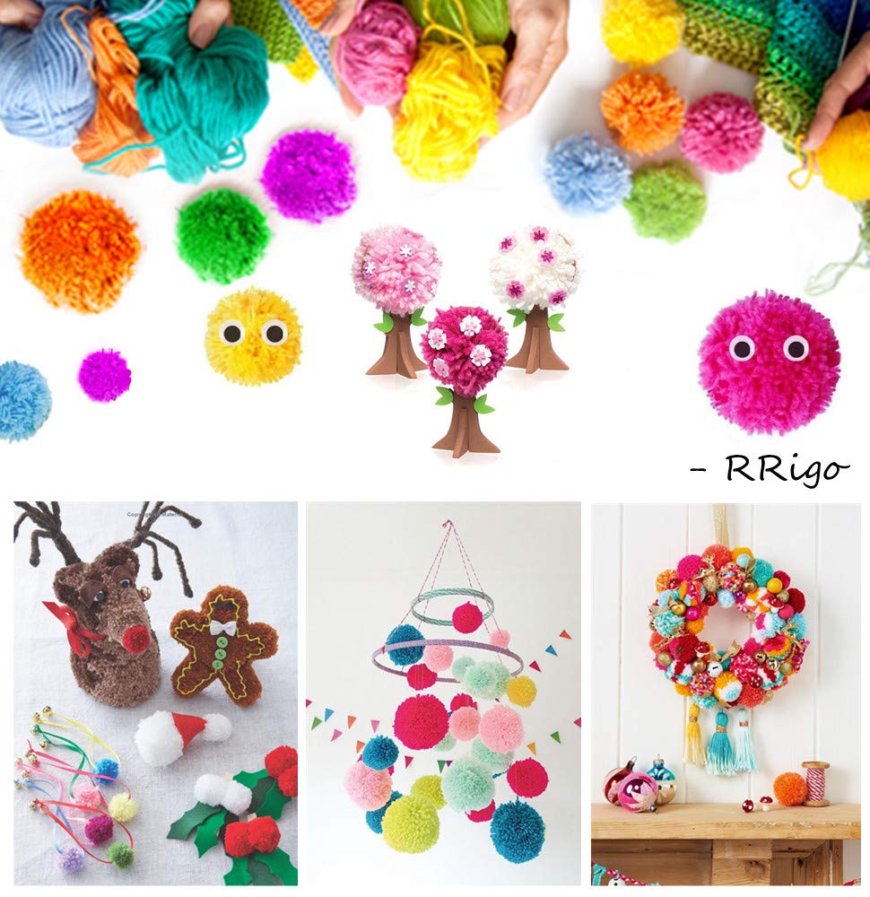 4-Size Pom Pom Maker Kit - DIY Fluffy Yarn Ball Weaving Tool for Knitting, Crochet & Craft Projects - Perfect for Adults & Home Decor, Gifts, Scarf & Hat Accessories