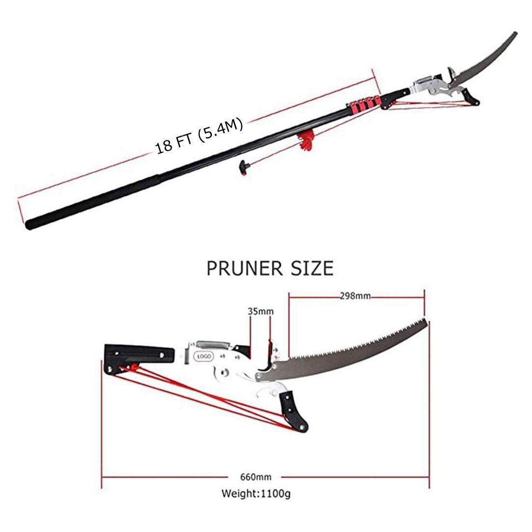 Professional Telescopic Branch Saw with Curved Blade - 30cm Pruning Saw for Tree Trimming | Extends to 18FT (5.4M) Working Height | Ideal for Garden Pruning, Tree Care & Landscaping | Perfect for High Branches, Orchard Maintenance & DIY Projects