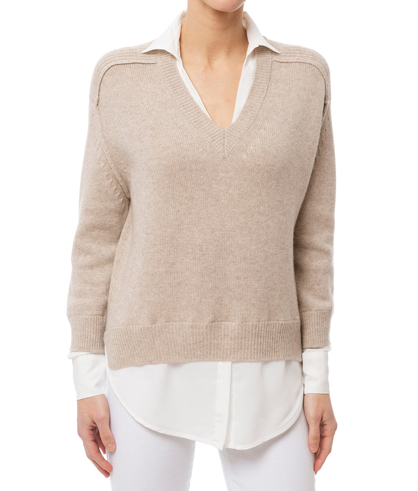 Brochu Walker Women's Cashmere Blend Layered Sweater - Soft Winter Pullover for Casual Wear & Office Outfits | Perfect for Fall & Holiday Season