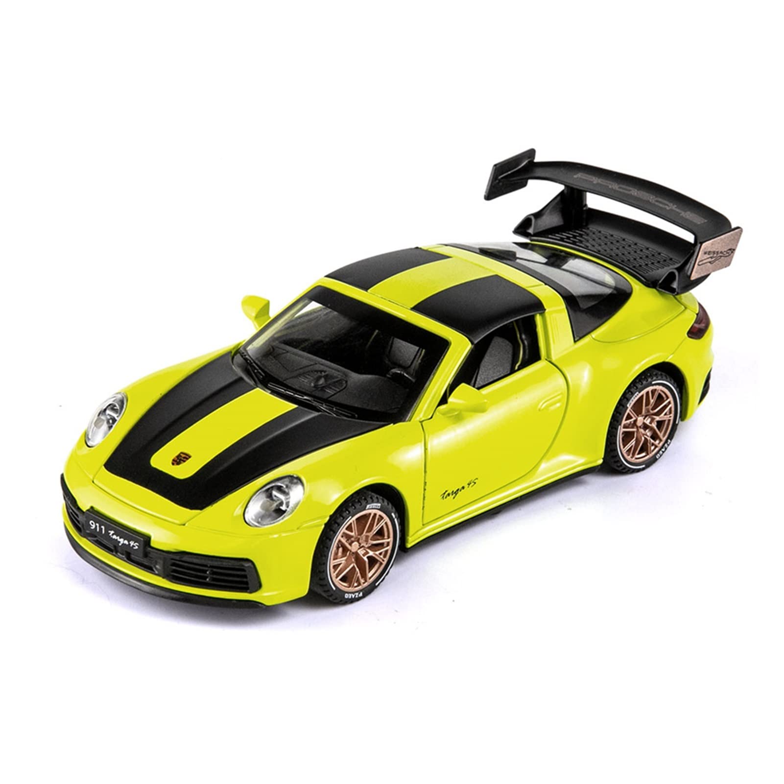1/32 Scale Porsche 911 Targa 4S Alloy Die-Cast Model Car - Yellow Collectible Toy for Kids & Adults | Perfect for Display, Gifts, and Car Enthusiast Collections
