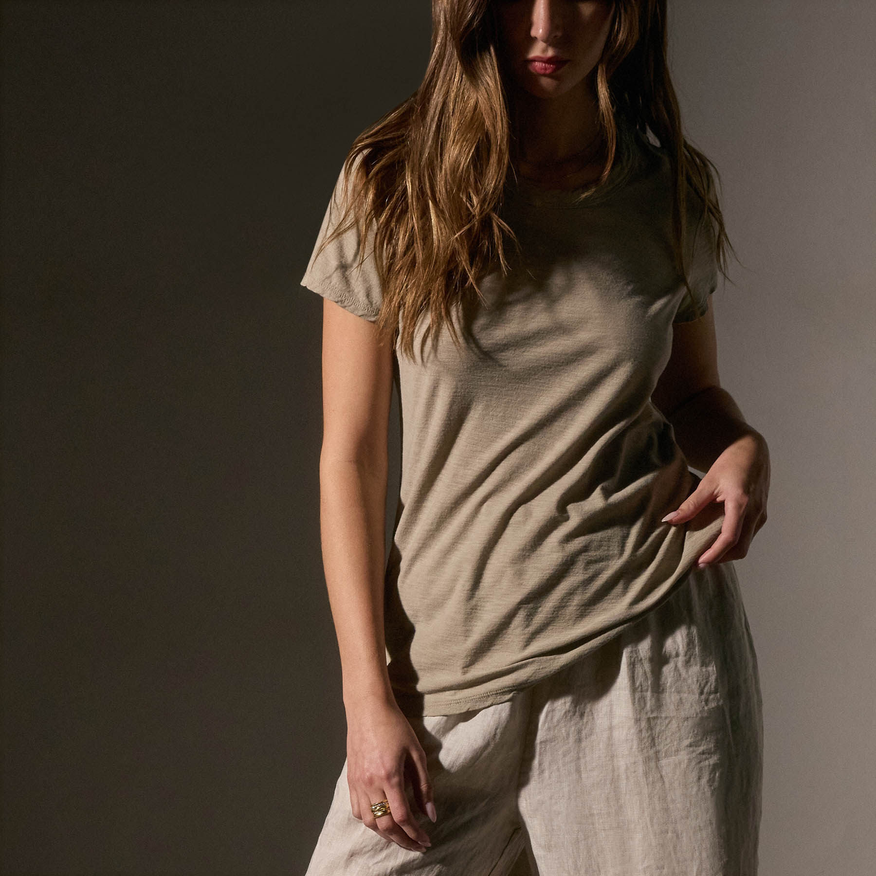 Sheer Slub Crew Neck Tee - Soft & Breathable Women's T-Shirt for Casual Wear | Perfect for Summer Outfits, Layering & Everyday Comfort