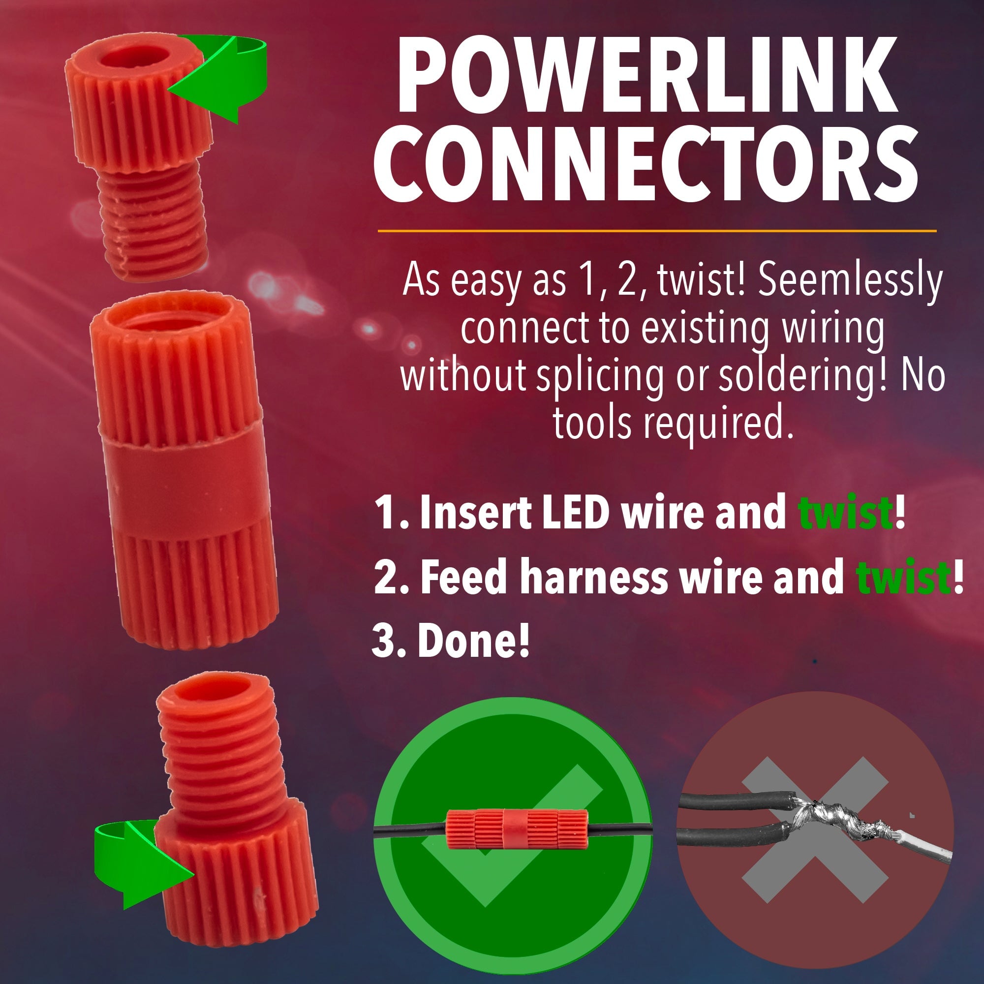 Eagle Lights PowerLink Butt Connectors for 18-20 Gauge Wire - Secure Electrical Connections for Automotive, Marine & DIY Projects